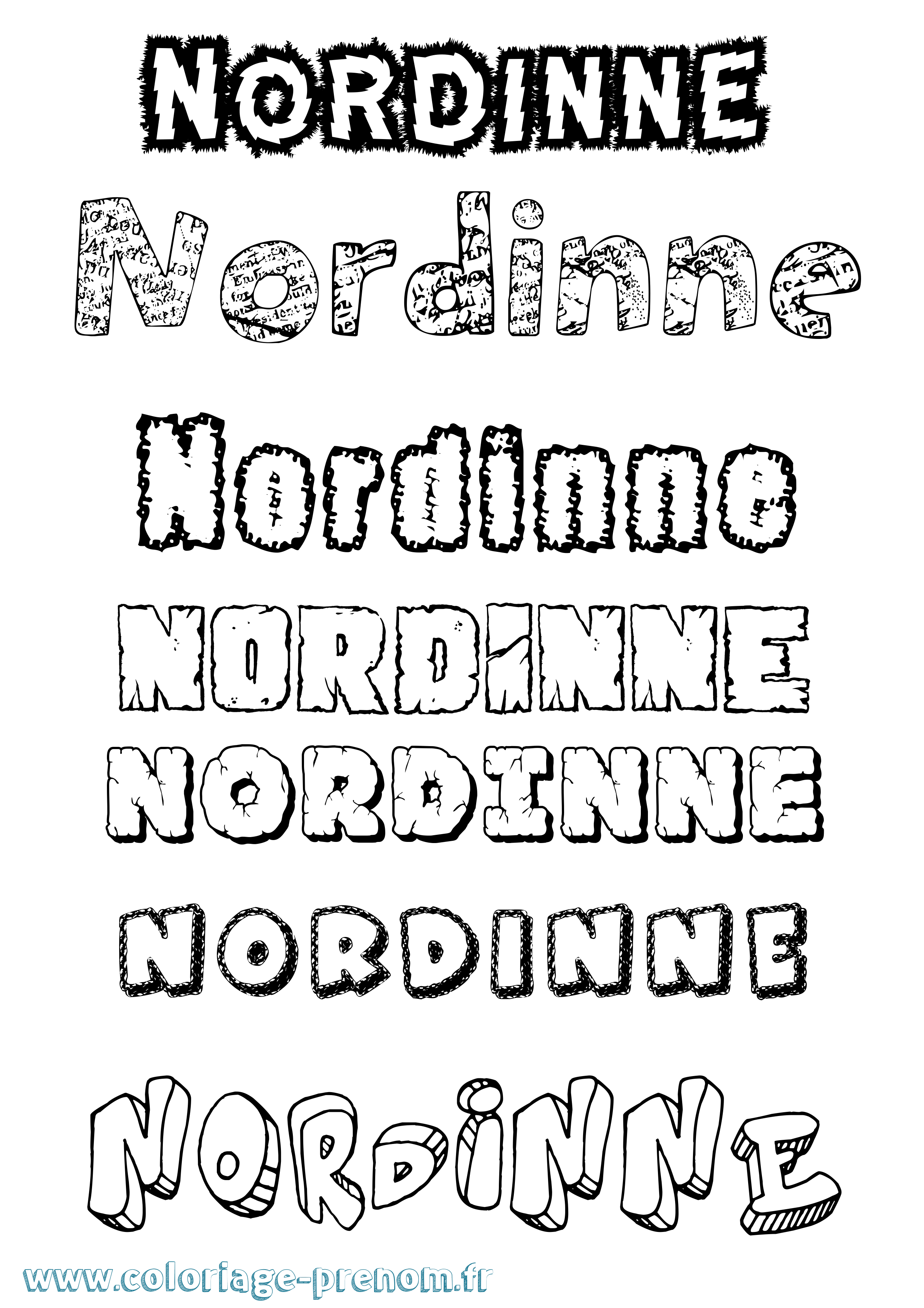 Coloriage Nordinne Destructuré Coloriage prénom Nordinne Destructuré