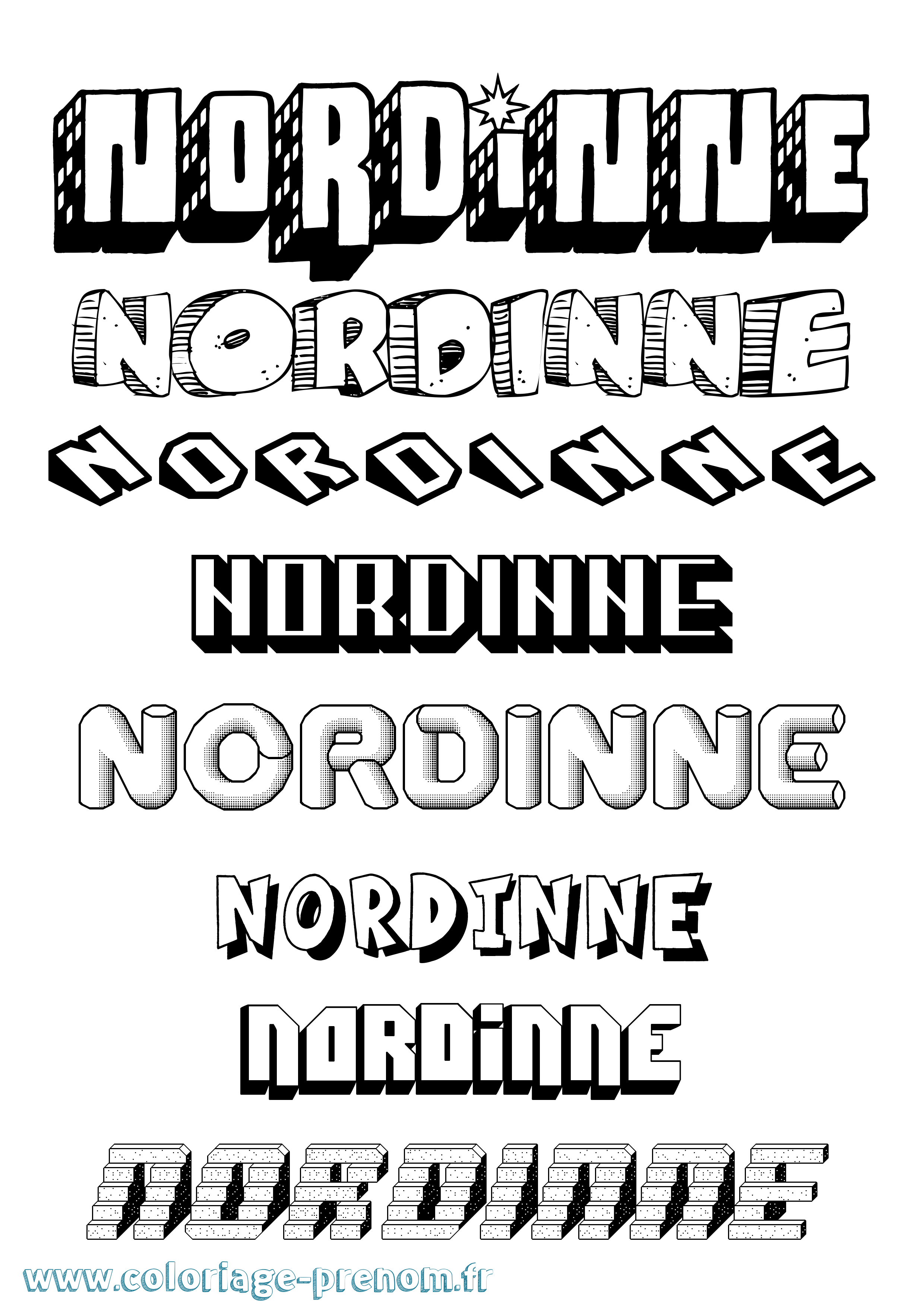 Coloriage Nordinne Effet 3D Coloriage prénom Nordinne Effet 3D