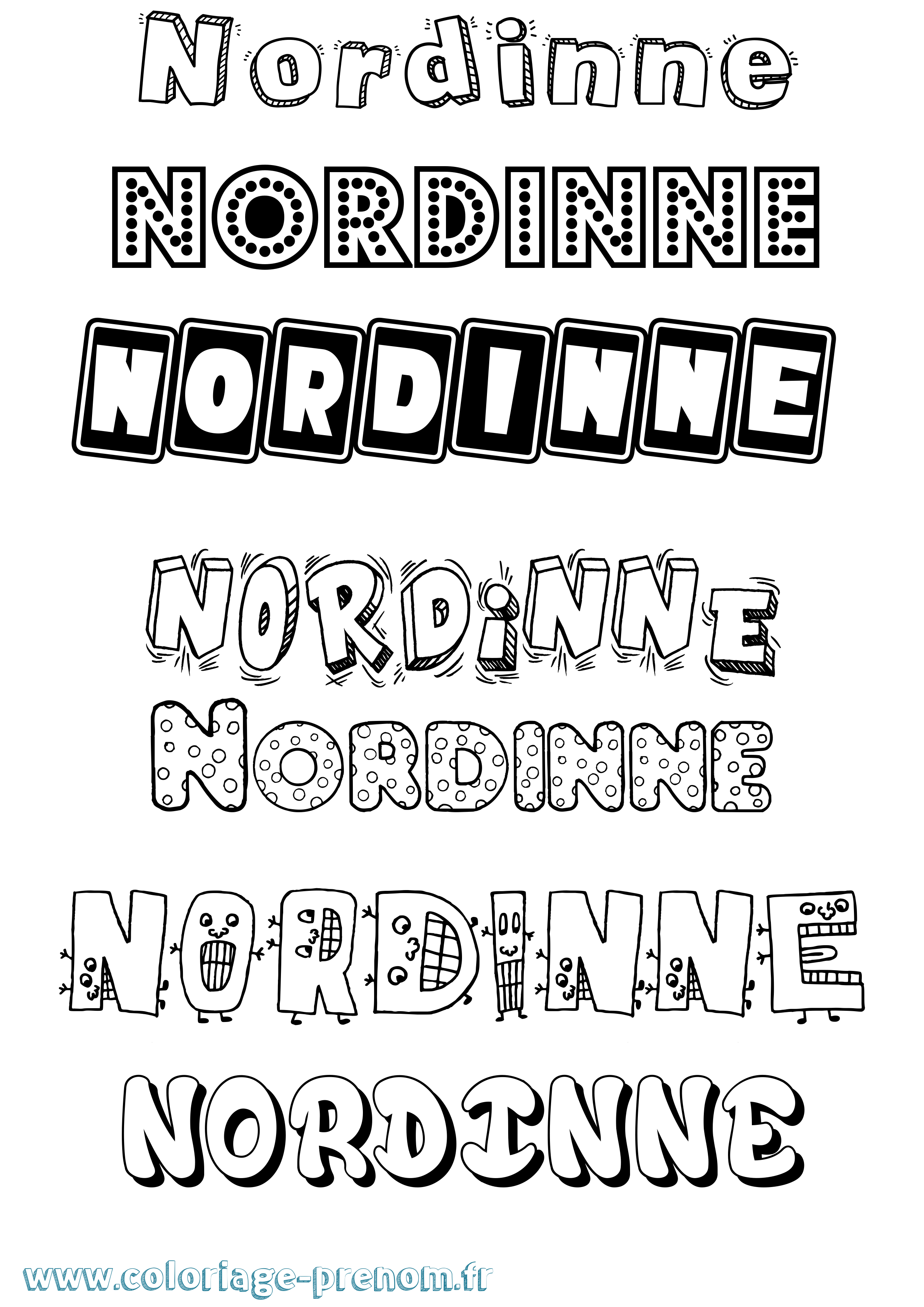 Coloriage Nordinne Fun Coloriage prénom Nordinne Fun