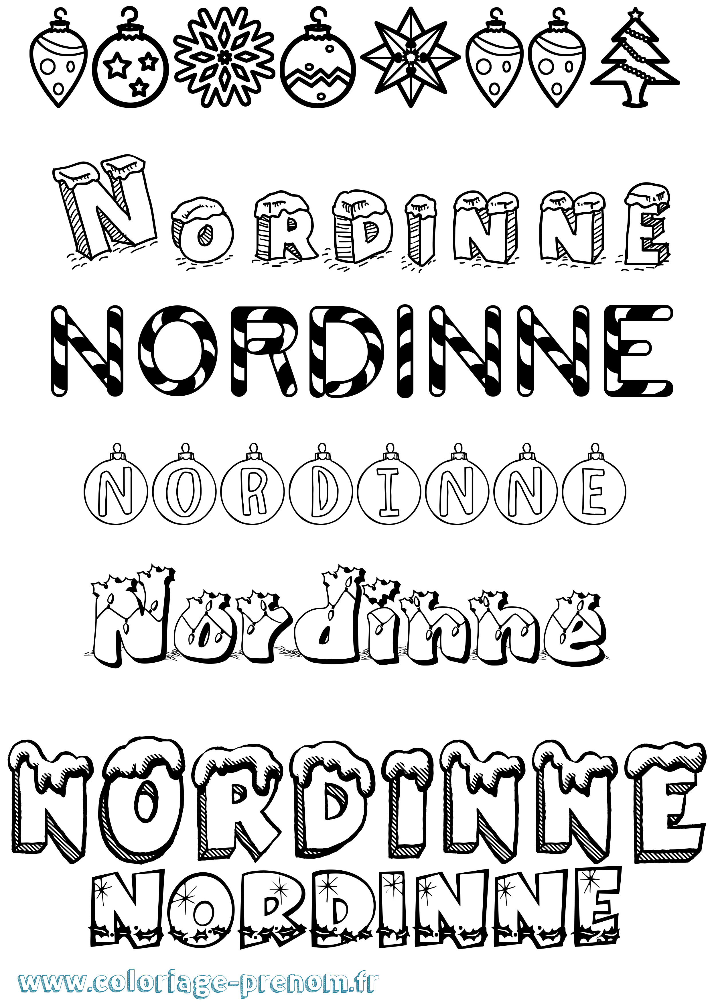 Coloriage Nordinne Noël Coloriage prénom Nordinne Noël