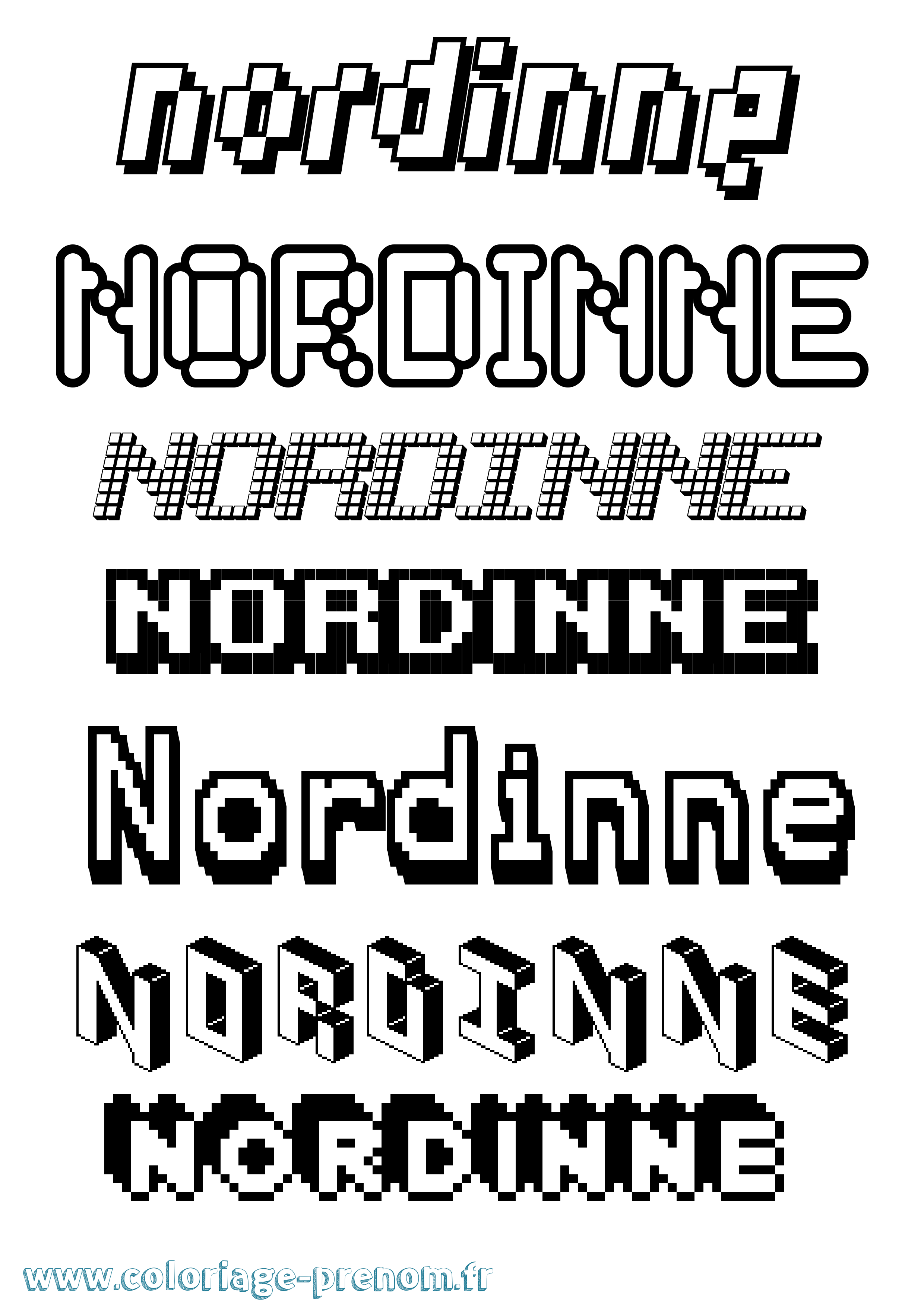 Coloriage Nordinne Pixel Coloriage prénom Nordinne Pixel