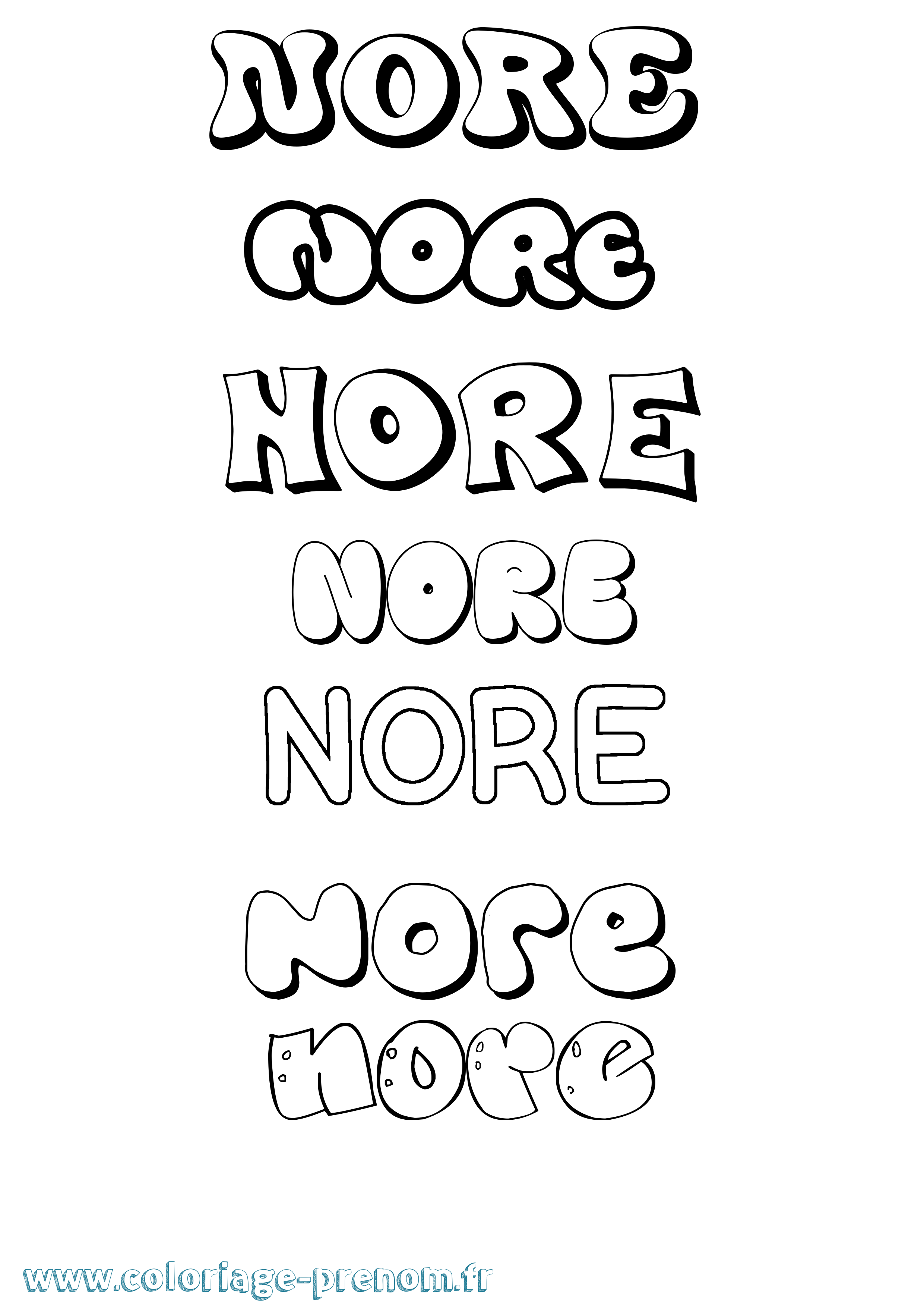 Coloriage Nore Bubble Coloriage prénom Nore Bubble