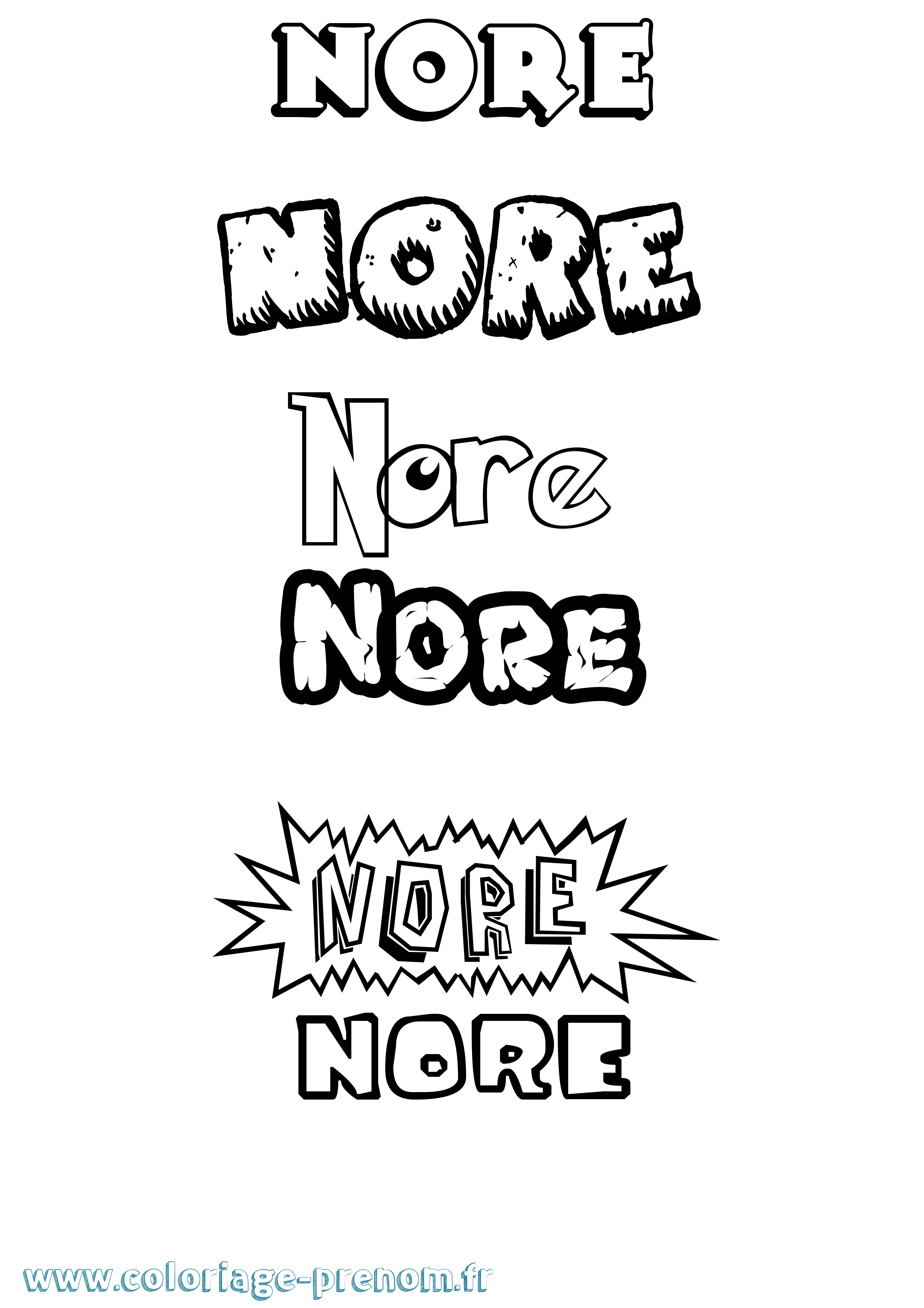 Coloriage Nore Dessin Animé Coloriage prénom Nore Dessin Animé