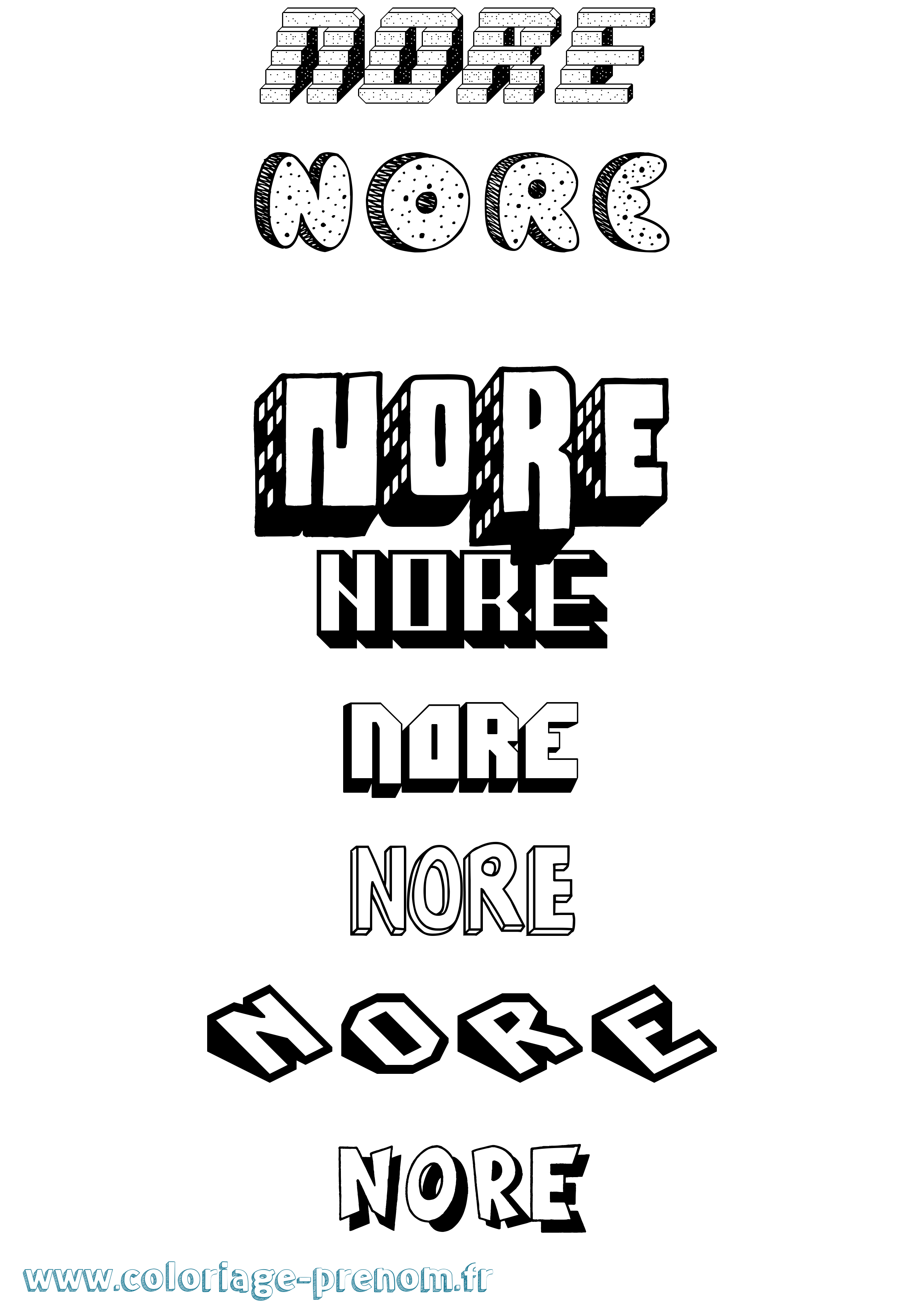 Coloriage Nore Effet 3D Coloriage prénom Nore Effet 3D