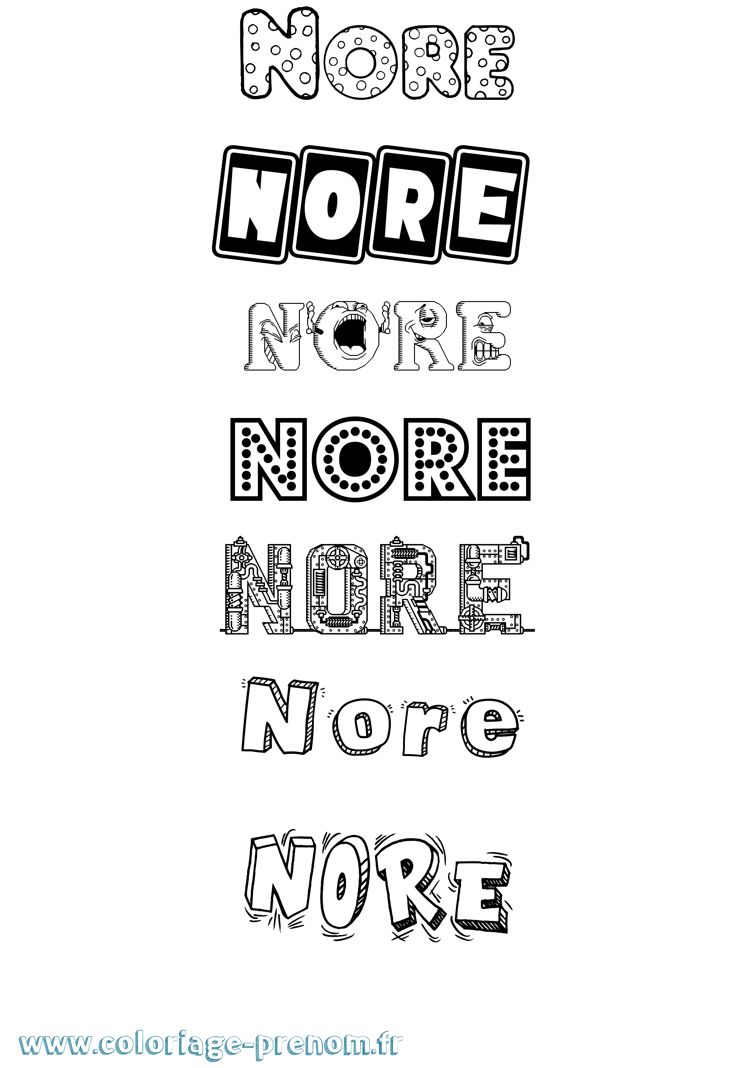 Coloriage Nore Fun Coloriage prénom Nore Fun