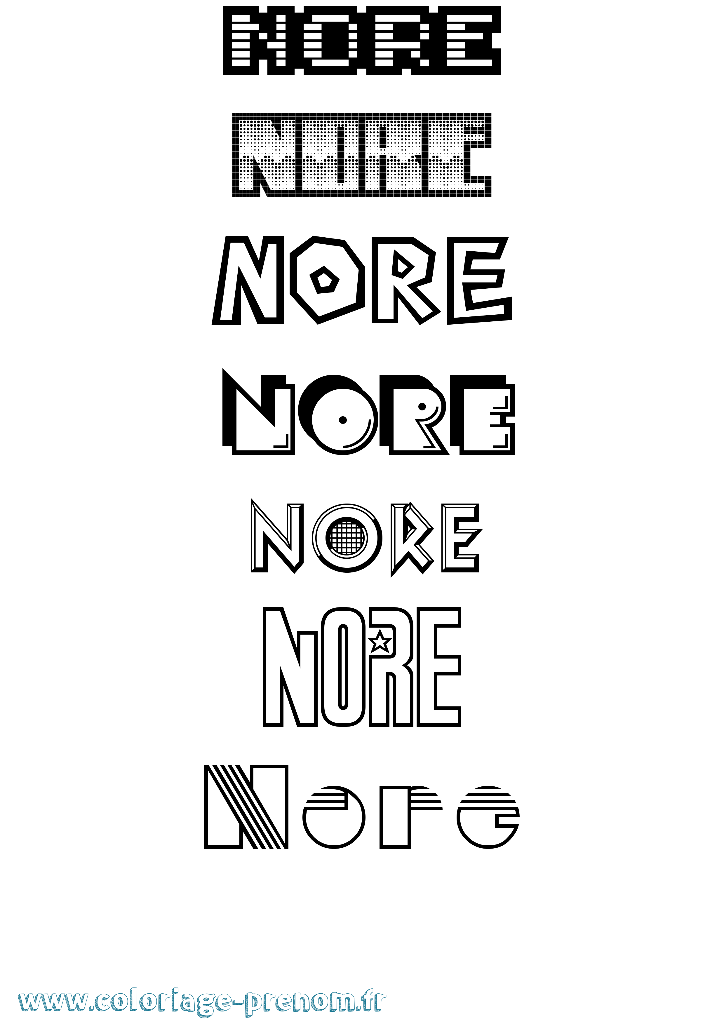 Coloriage Nore Jeux Vidéos Coloriage prénom Nore Jeux Vidéos