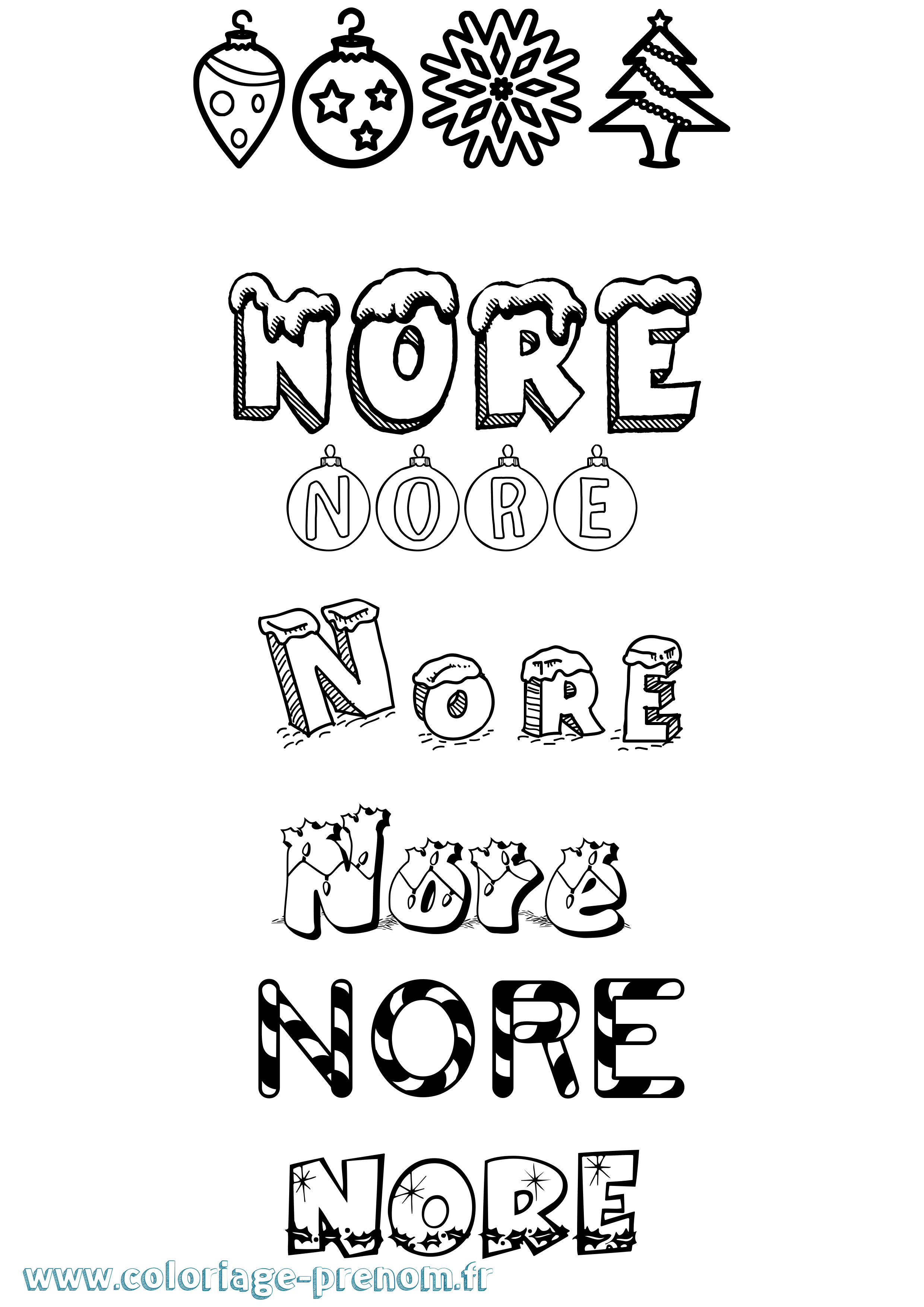Coloriage Nore Noël Coloriage prénom Nore Noël