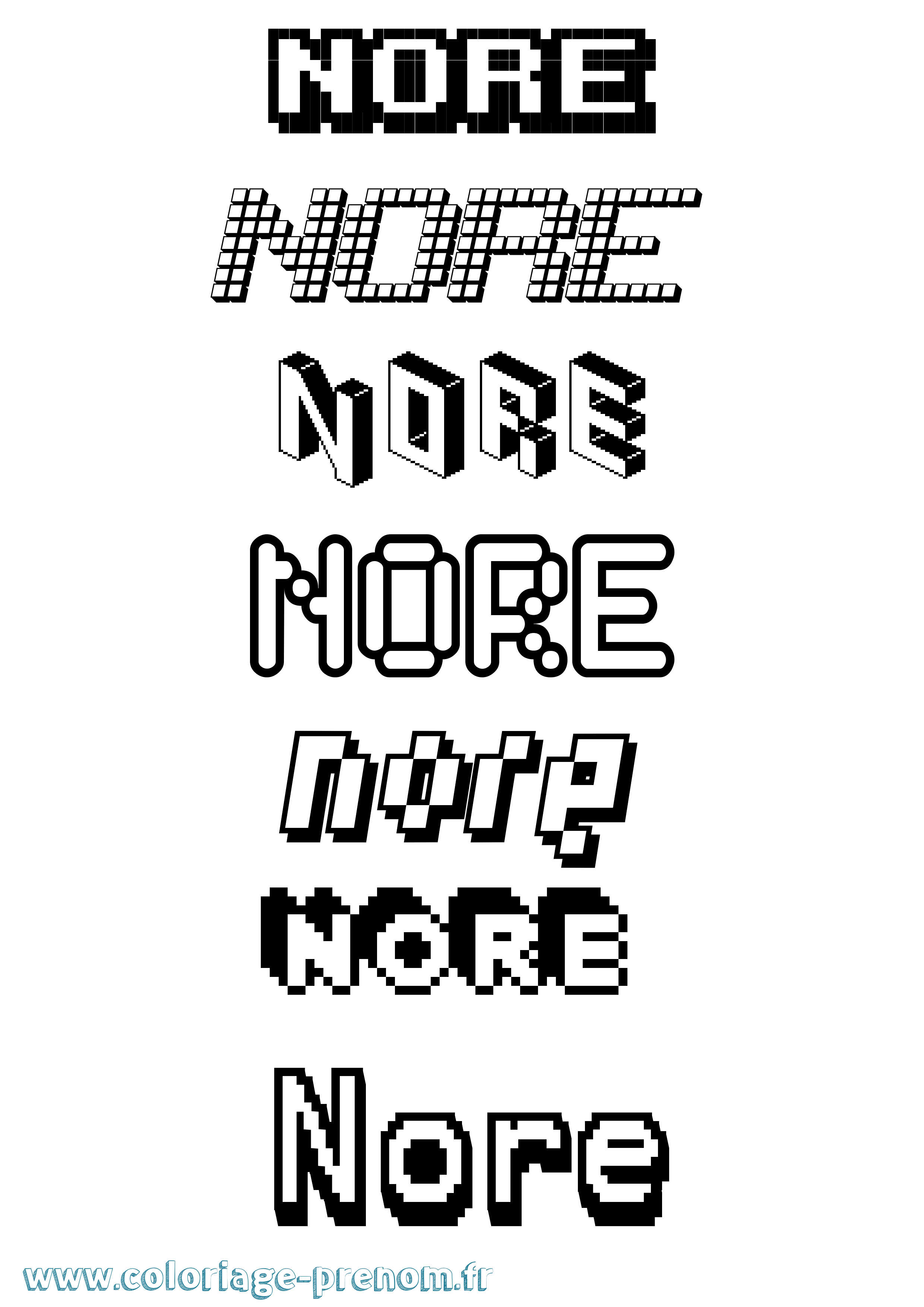 Coloriage Nore Pixel Coloriage prénom Nore Pixel