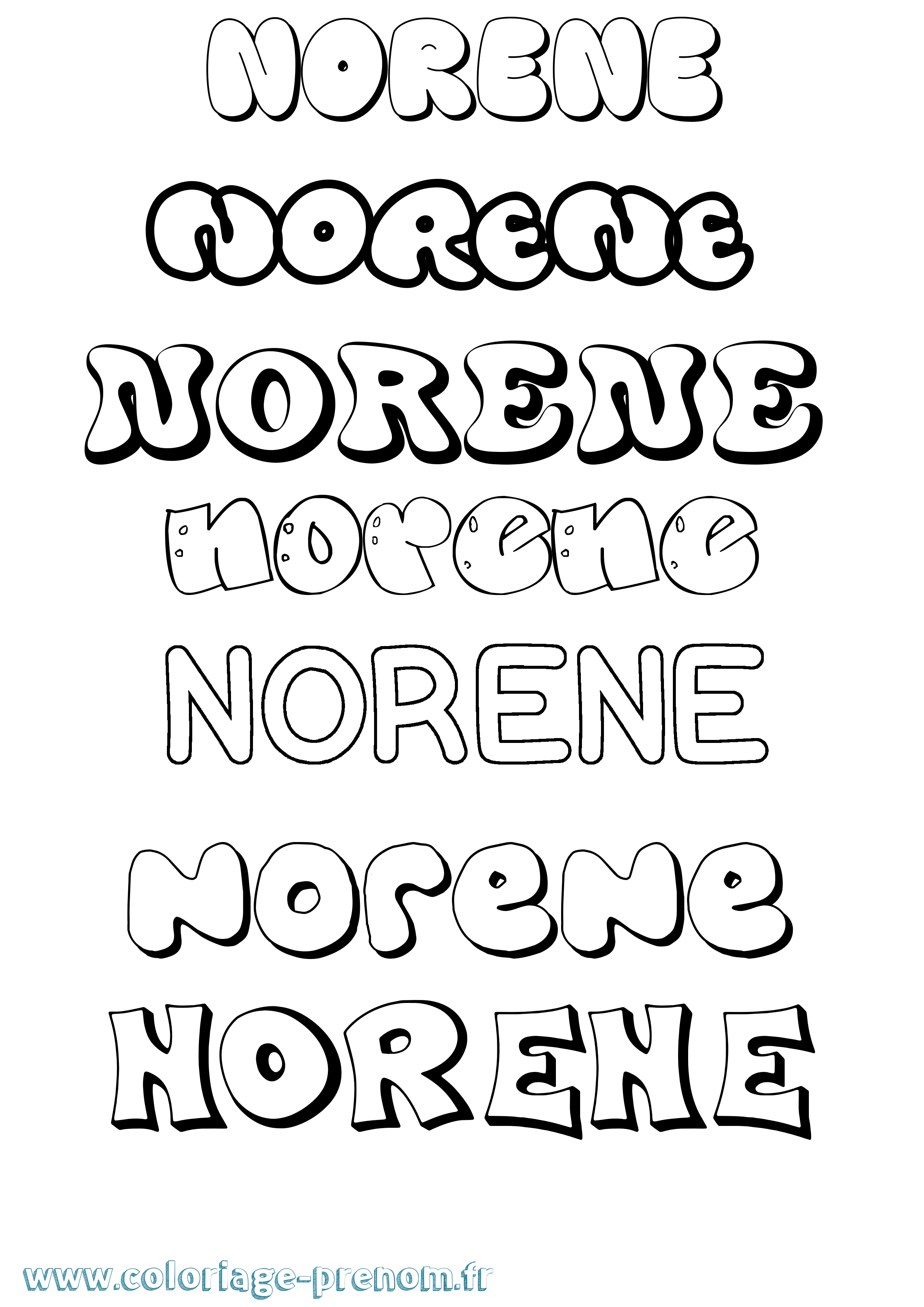 Coloriage Norene Bubble Coloriage prénom Norene Bubble