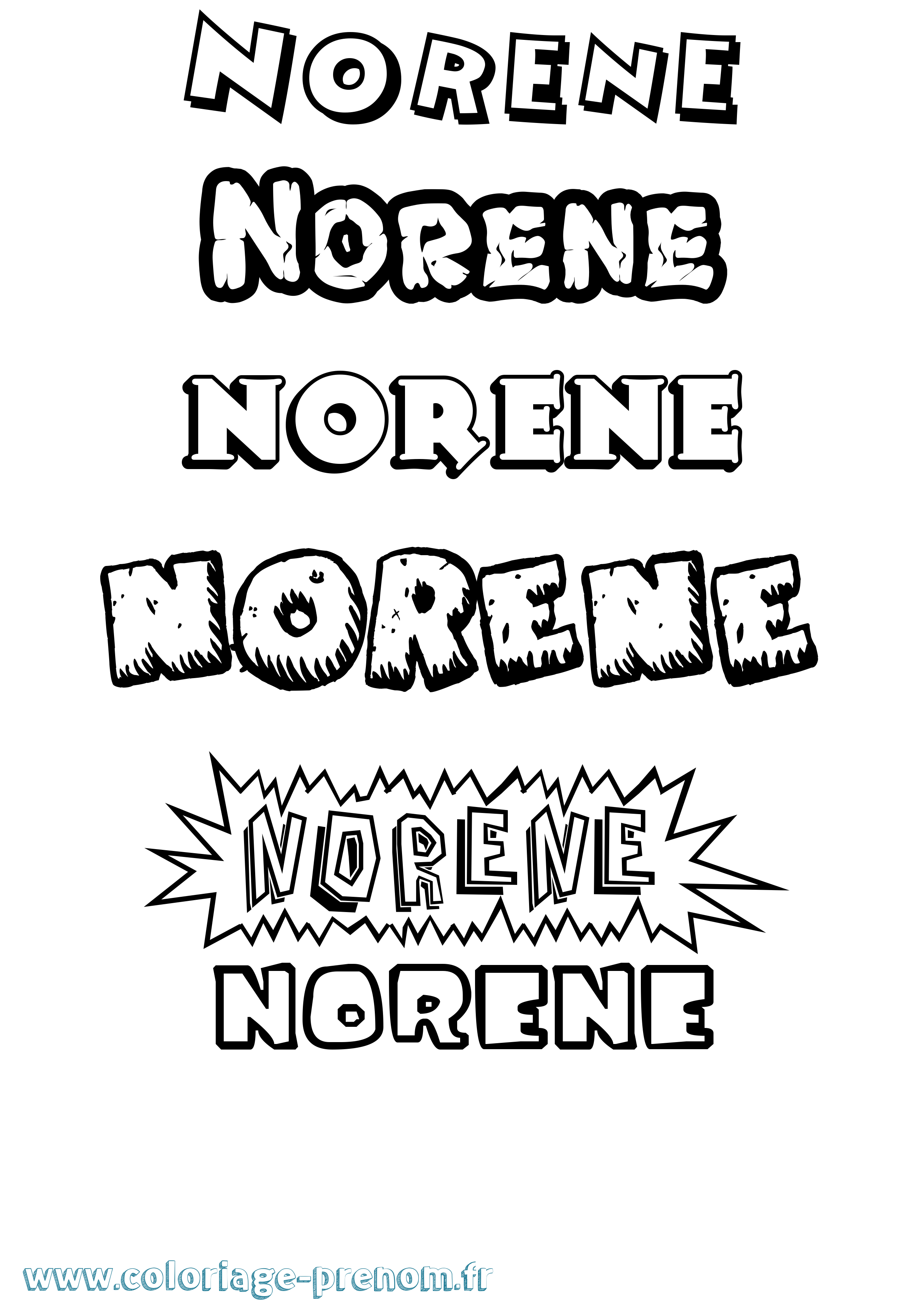 Coloriage Norene Dessin Animé Coloriage prénom Norene Dessin Animé