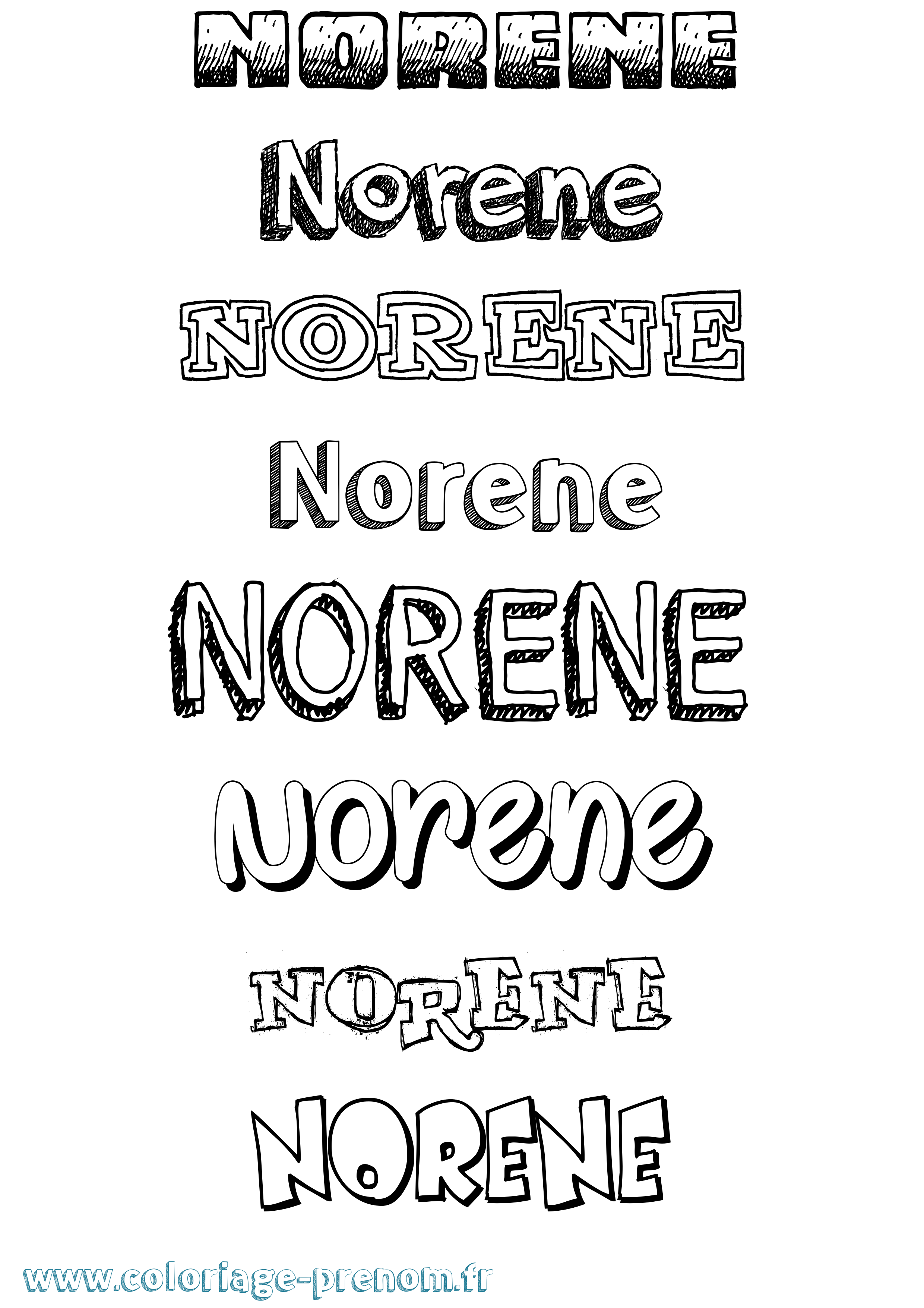 Coloriage Norene Dessiné Coloriage prénom Norene Dessiné