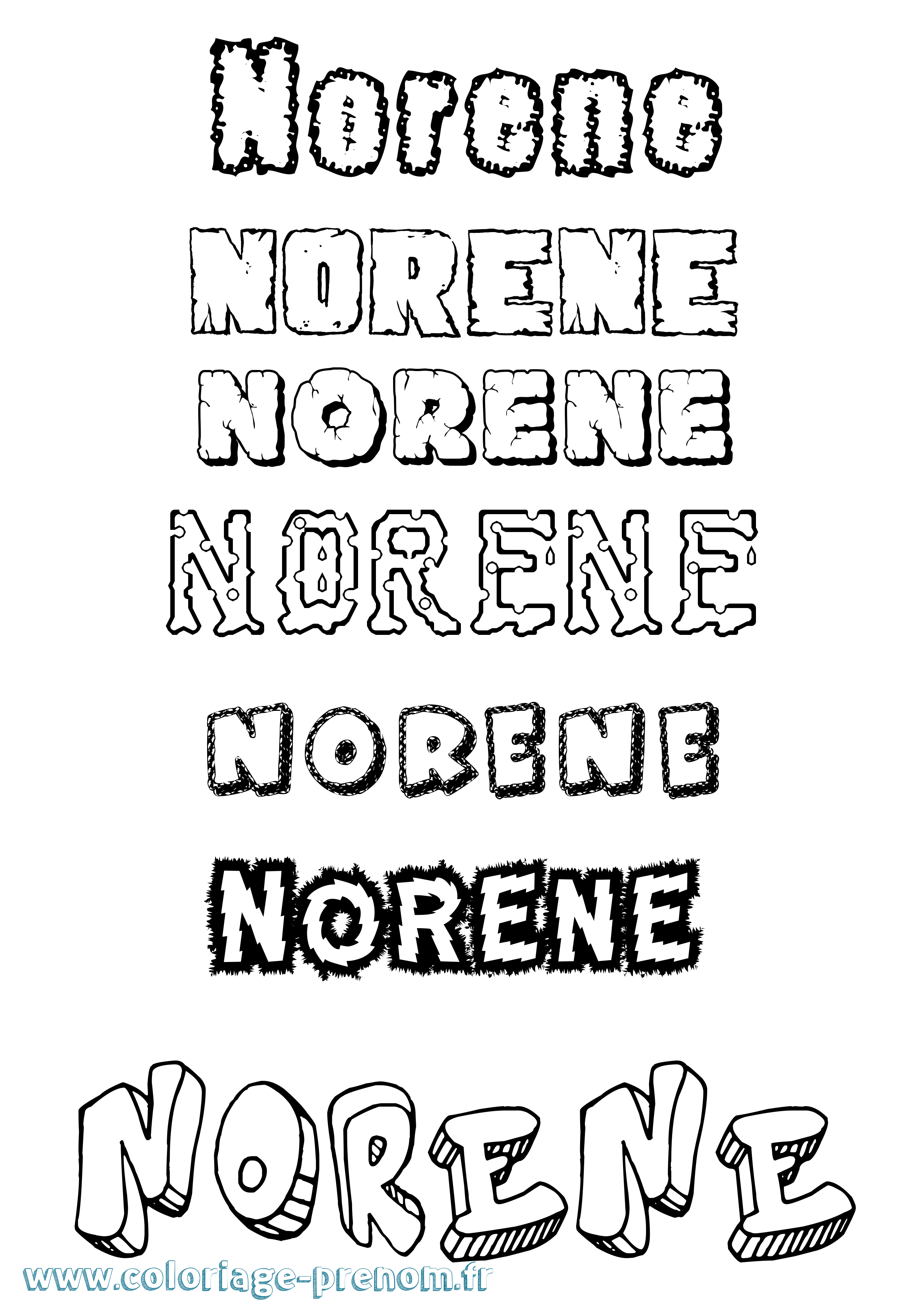 Coloriage Norene Destructuré Coloriage prénom Norene Destructuré