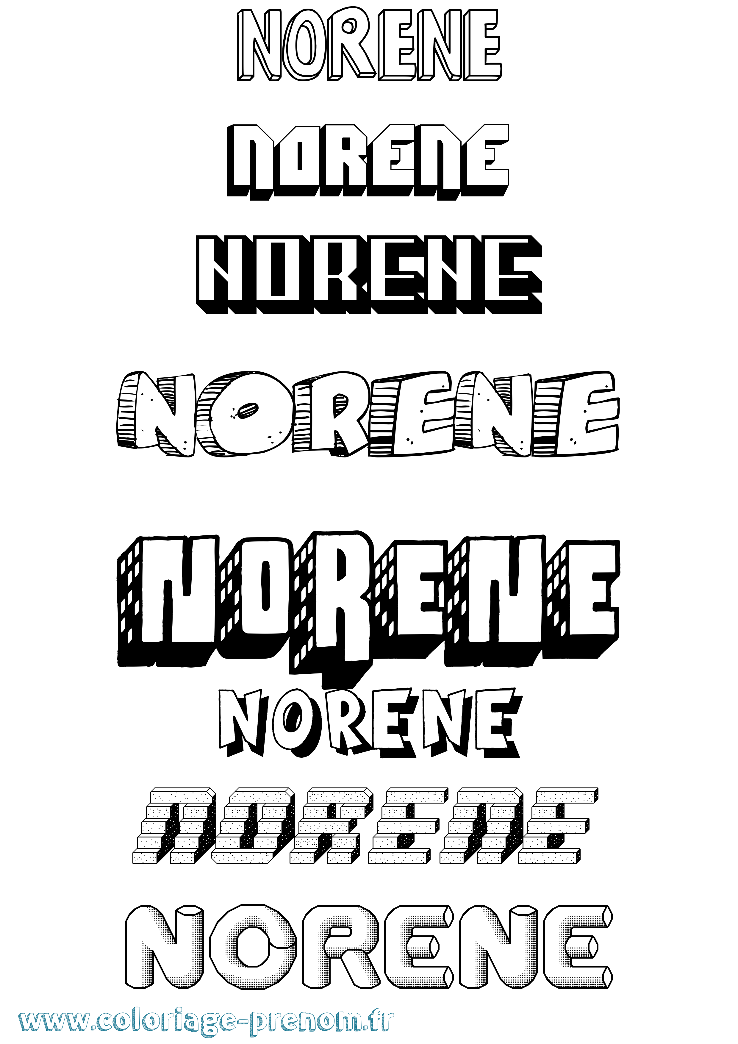 Coloriage Norene Effet 3D Coloriage prénom Norene Effet 3D