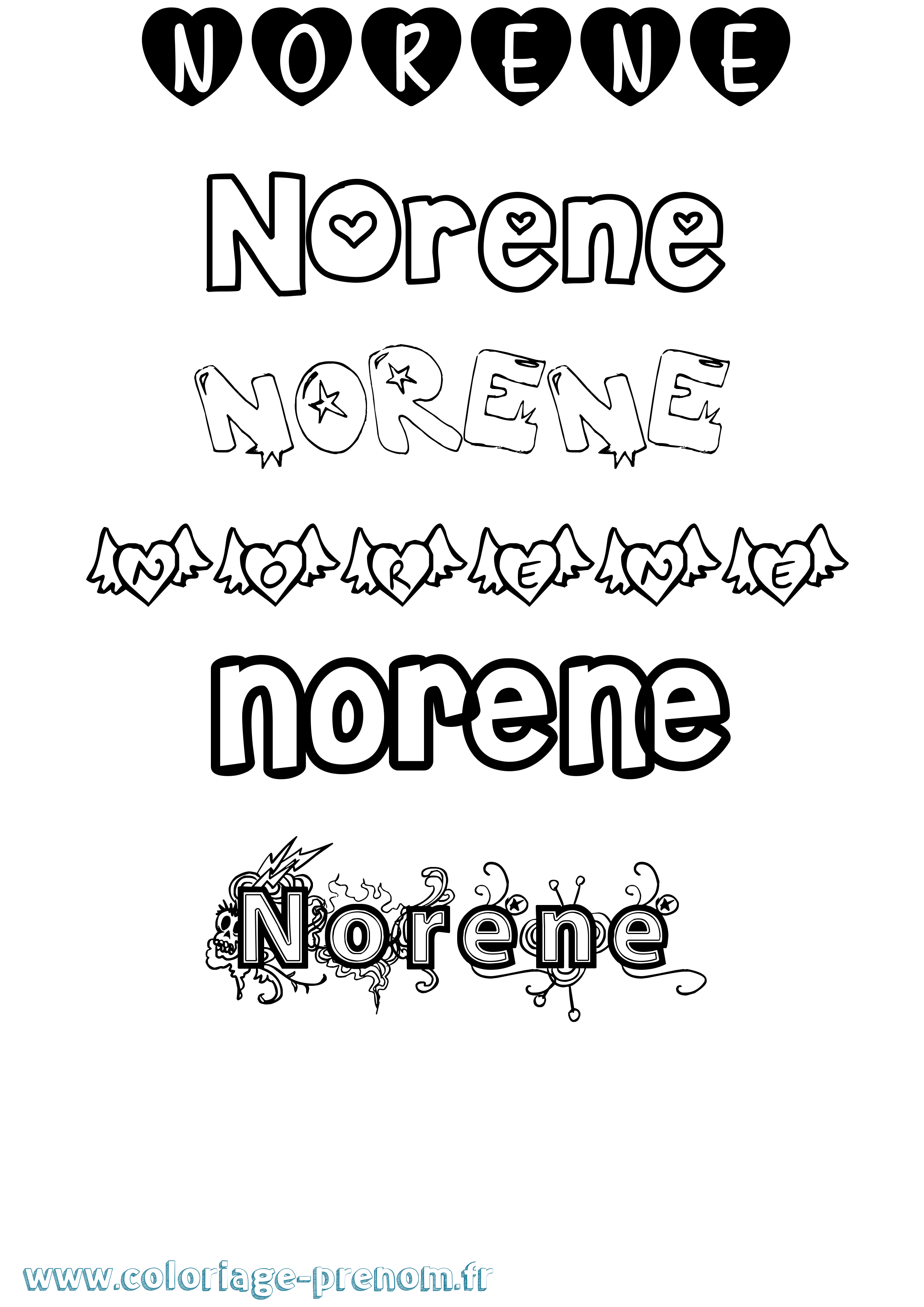 Coloriage Norene Girly Coloriage prénom Norene Girly