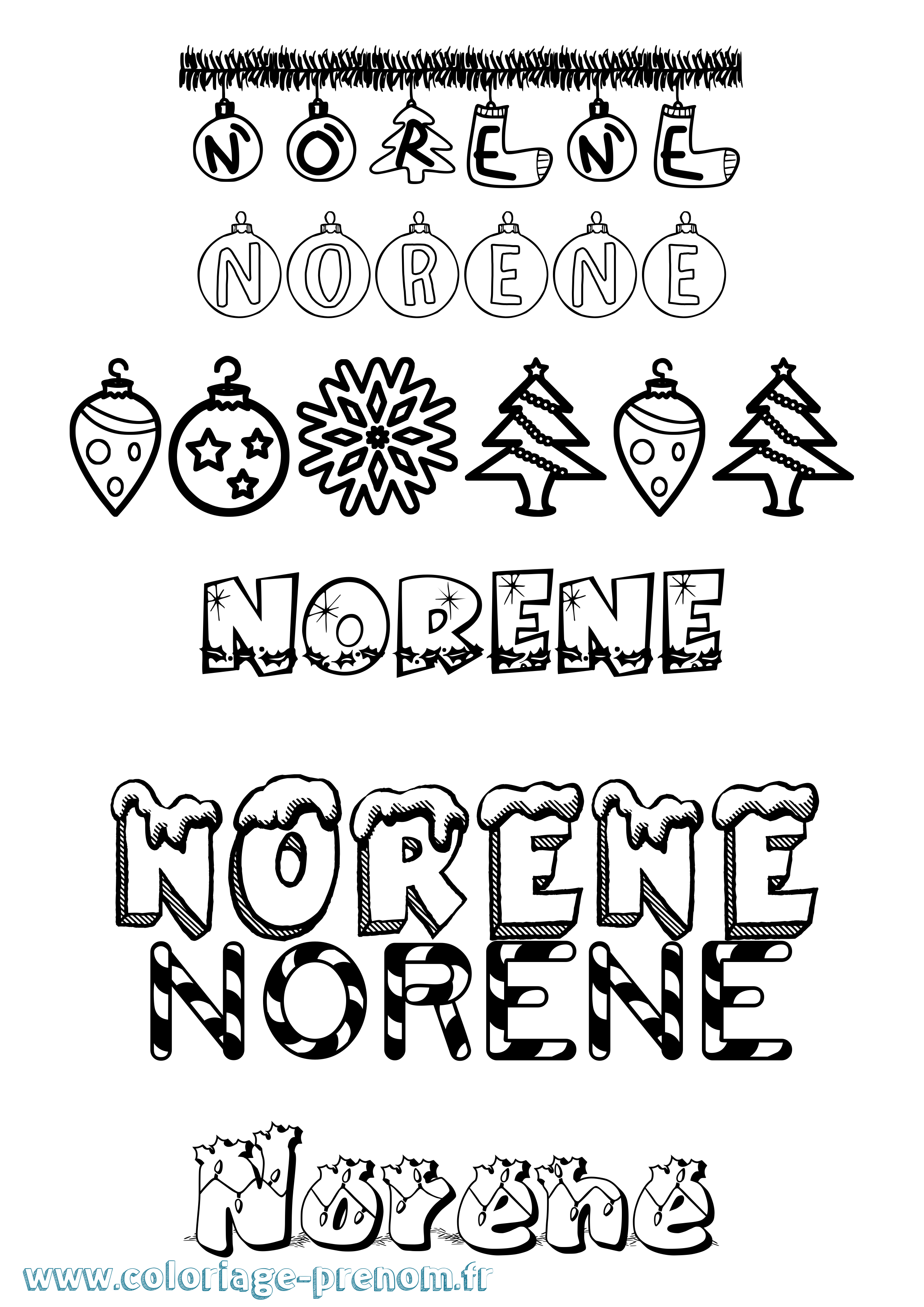 Coloriage Norene Noël Coloriage prénom Norene Noël