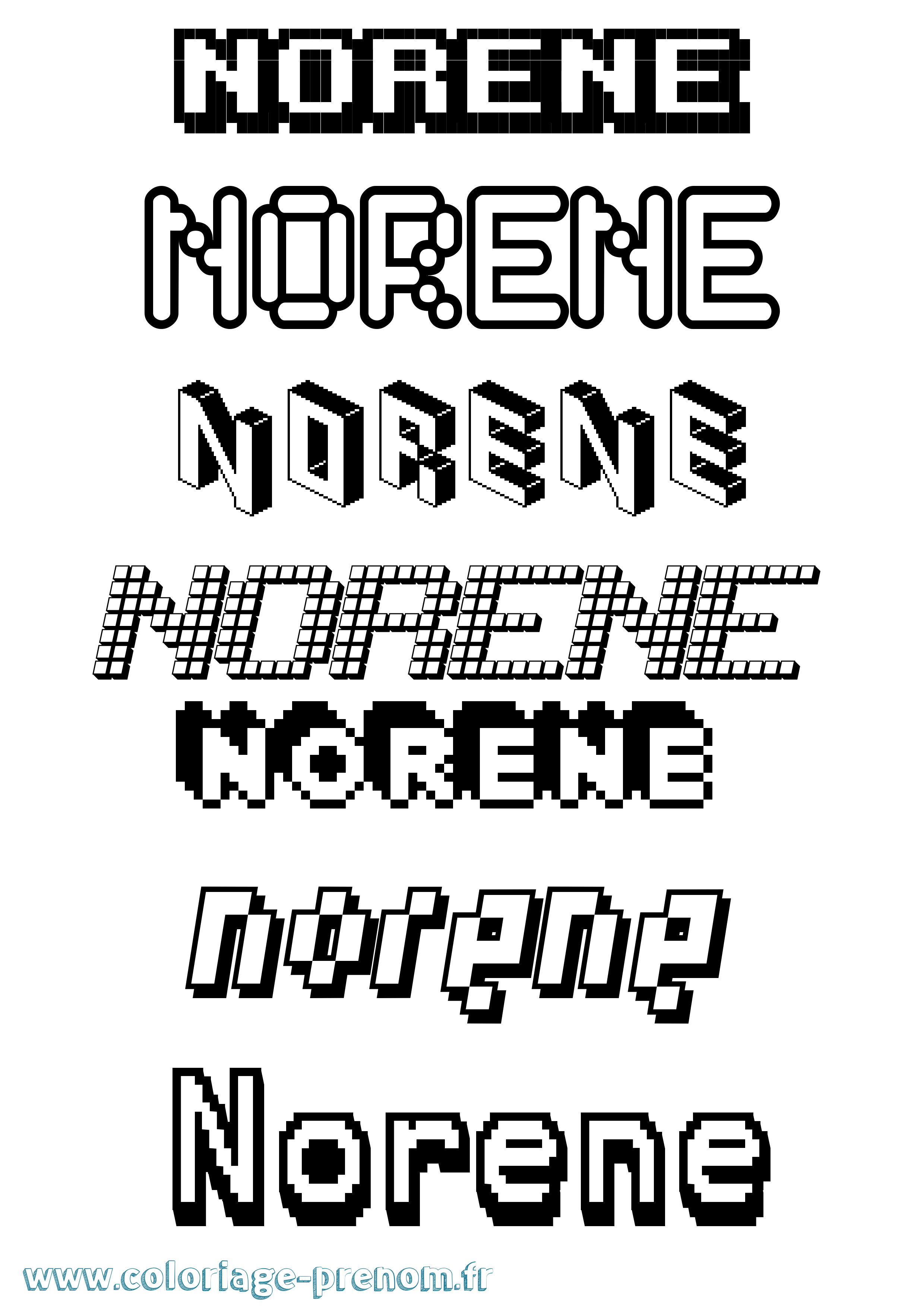 Coloriage Norene Pixel Coloriage prénom Norene Pixel