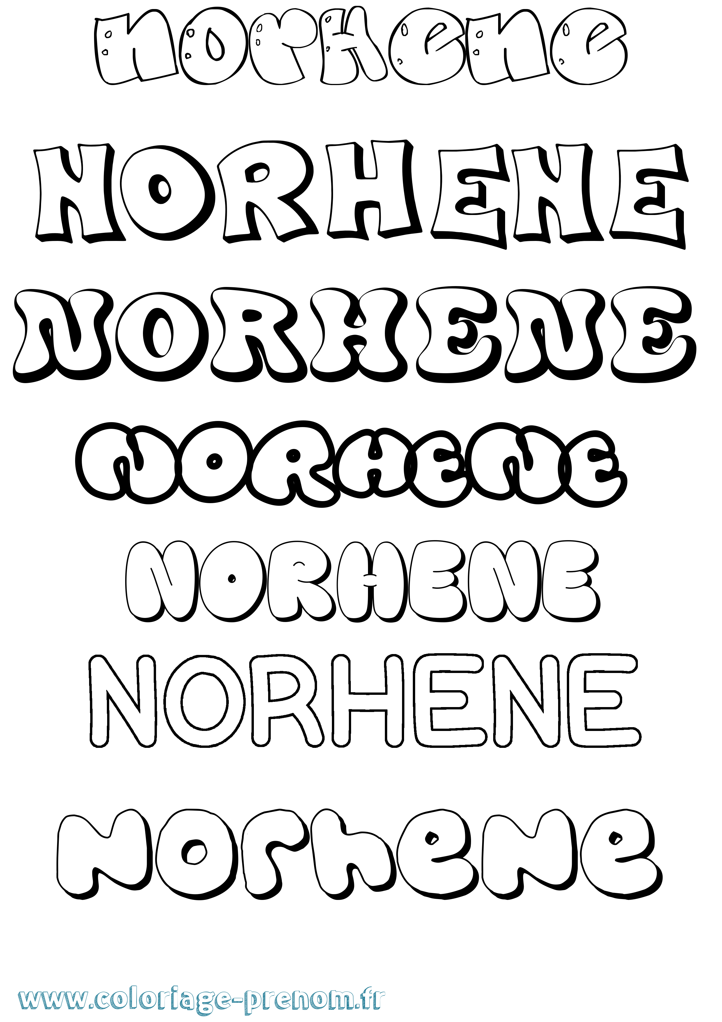 Coloriage Norhene Bubble Coloriage prénom Norhene Bubble