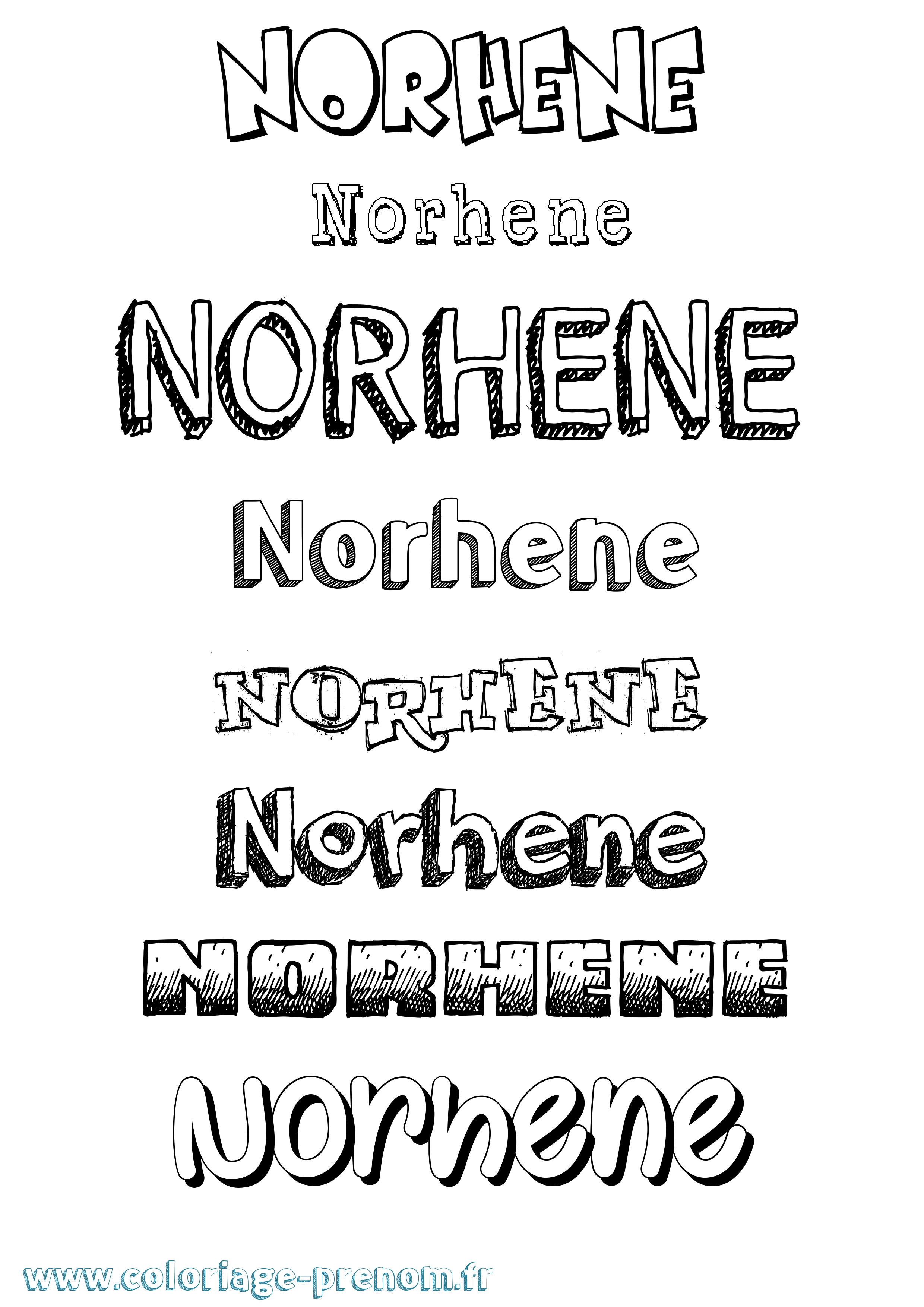 Coloriage Norhene Dessiné Coloriage prénom Norhene Dessiné