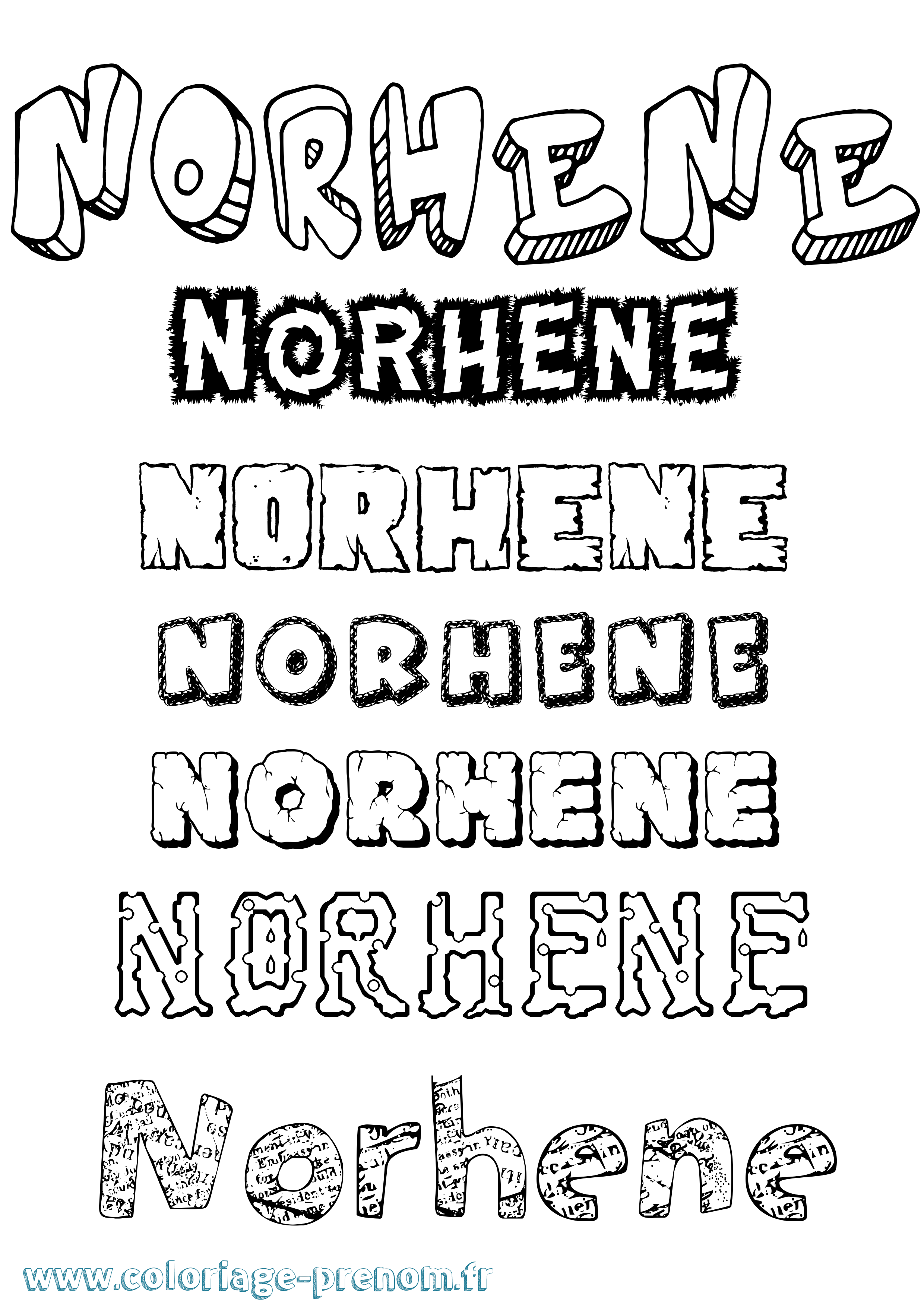 Coloriage Norhene Destructuré Coloriage prénom Norhene Destructuré