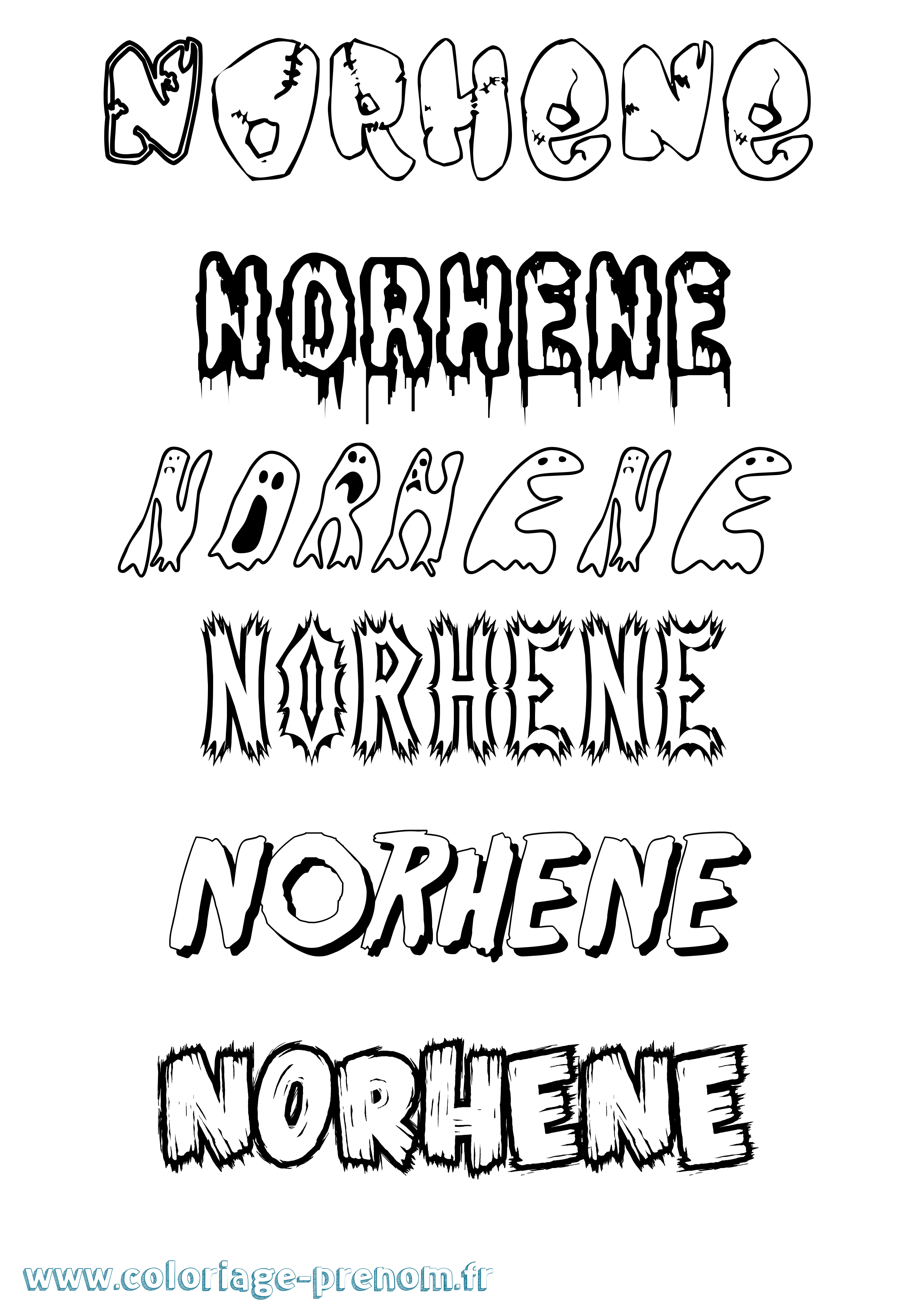 Coloriage Norhene Frisson Coloriage prénom Norhene Frisson