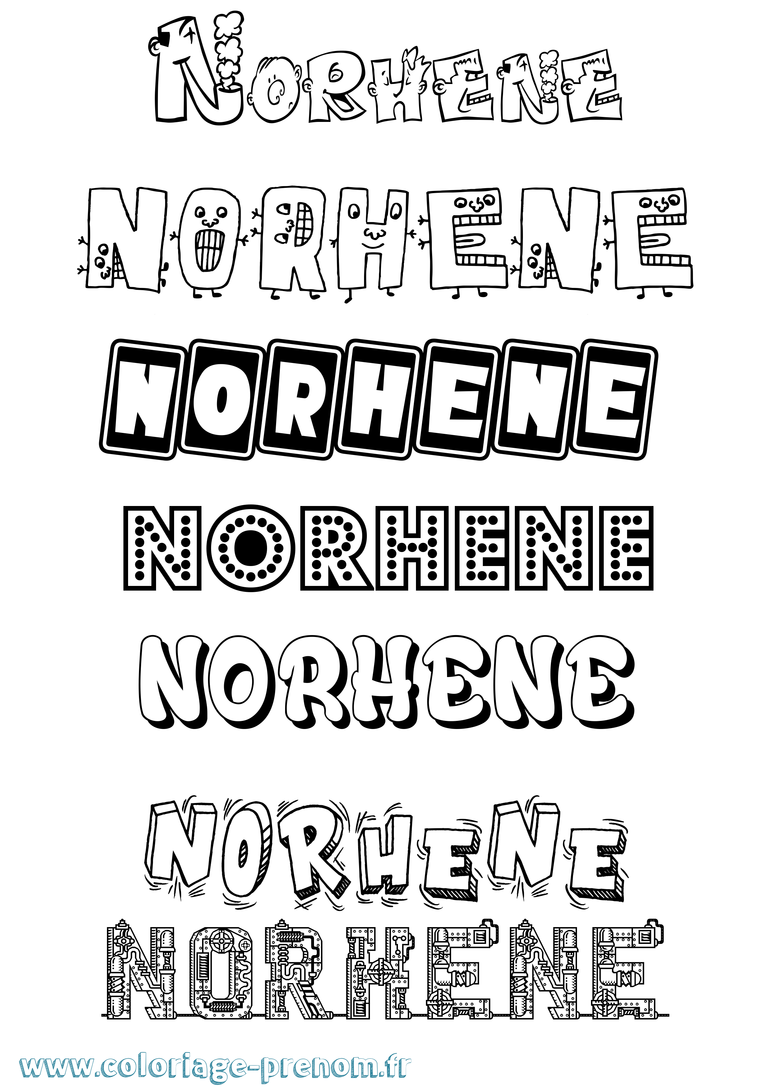Coloriage Norhene Fun Coloriage prénom Norhene Fun