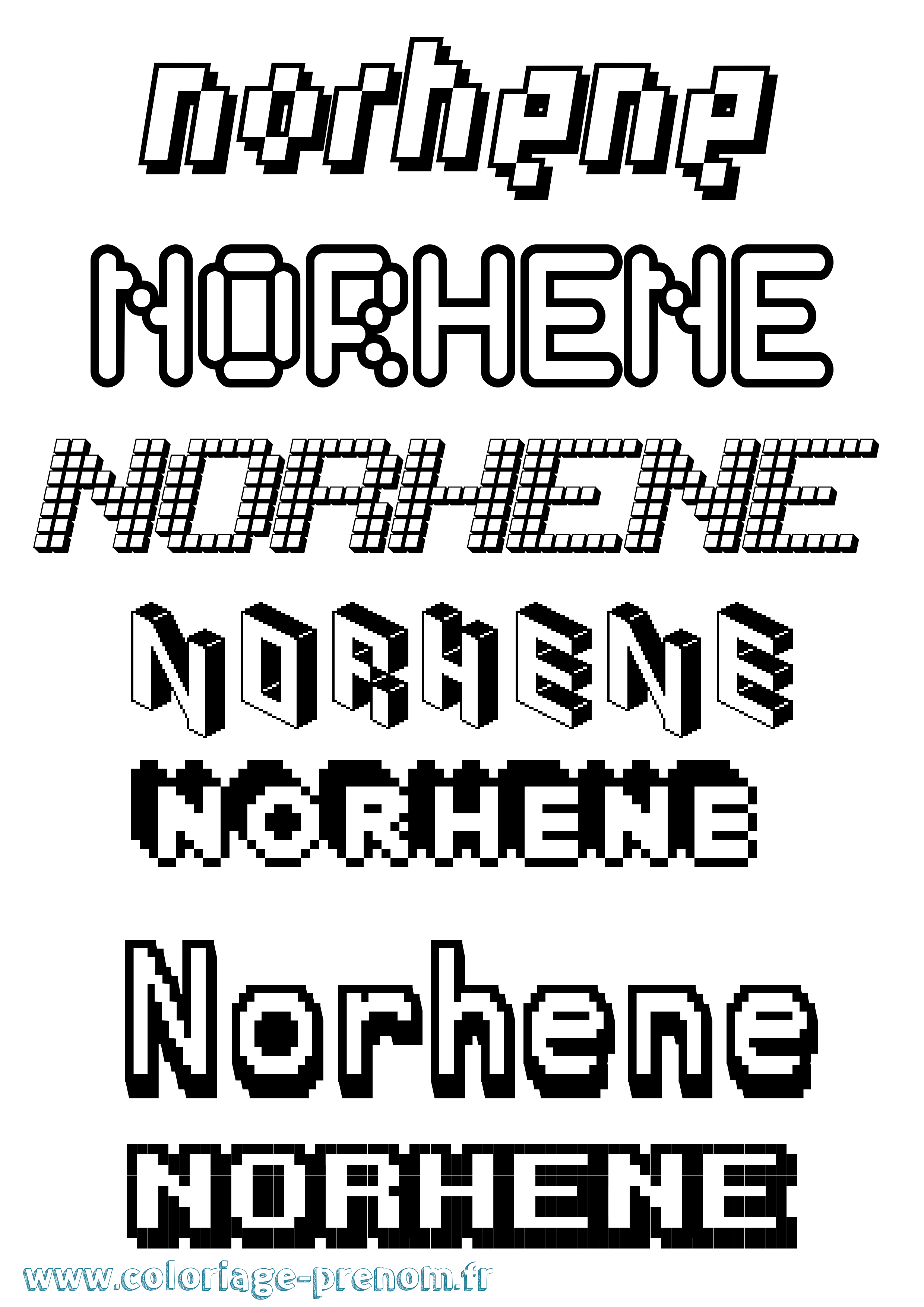 Coloriage Norhene Pixel Coloriage prénom Norhene Pixel