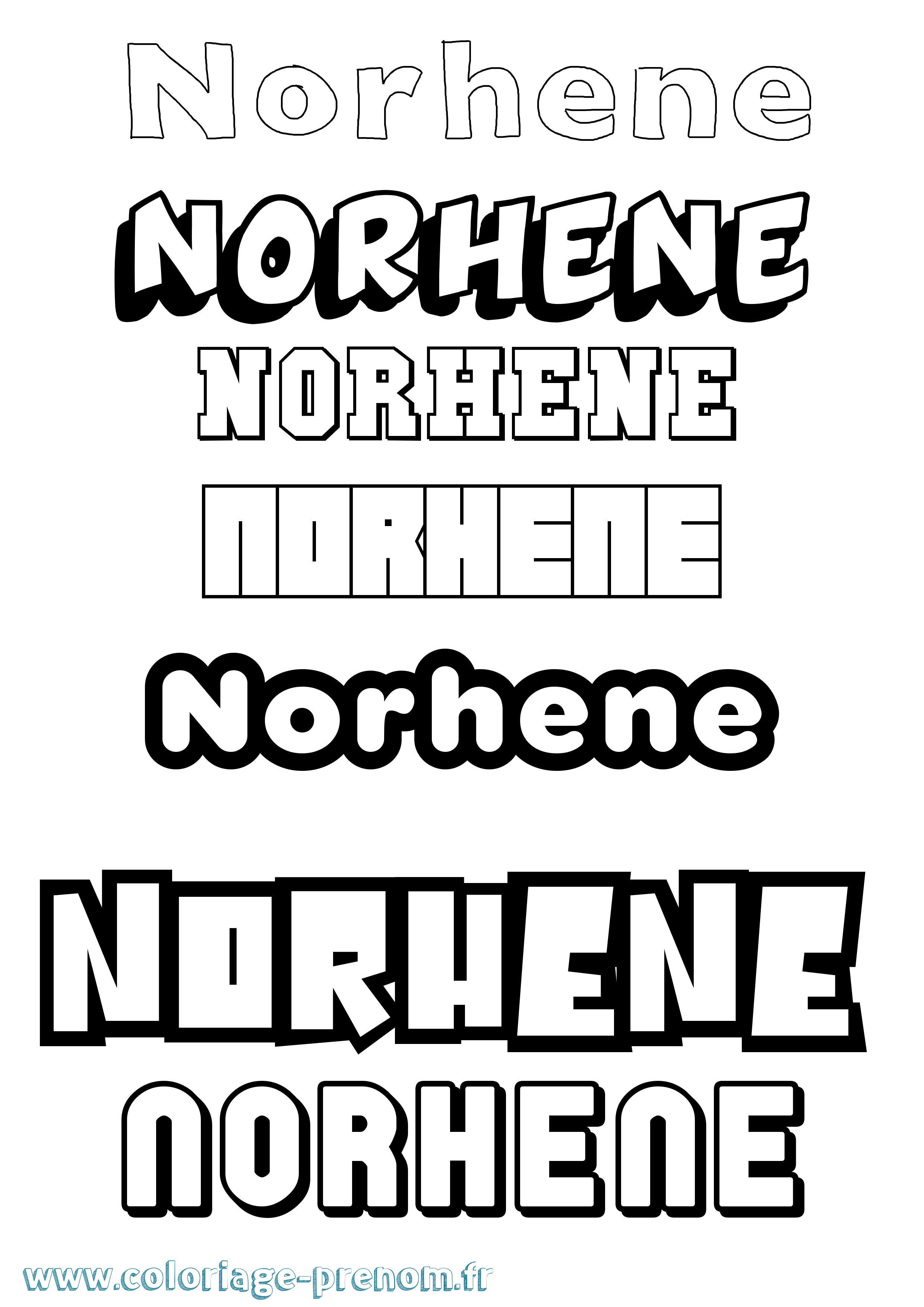 Coloriage Norhene Simple Coloriage prénom Norhene Simple