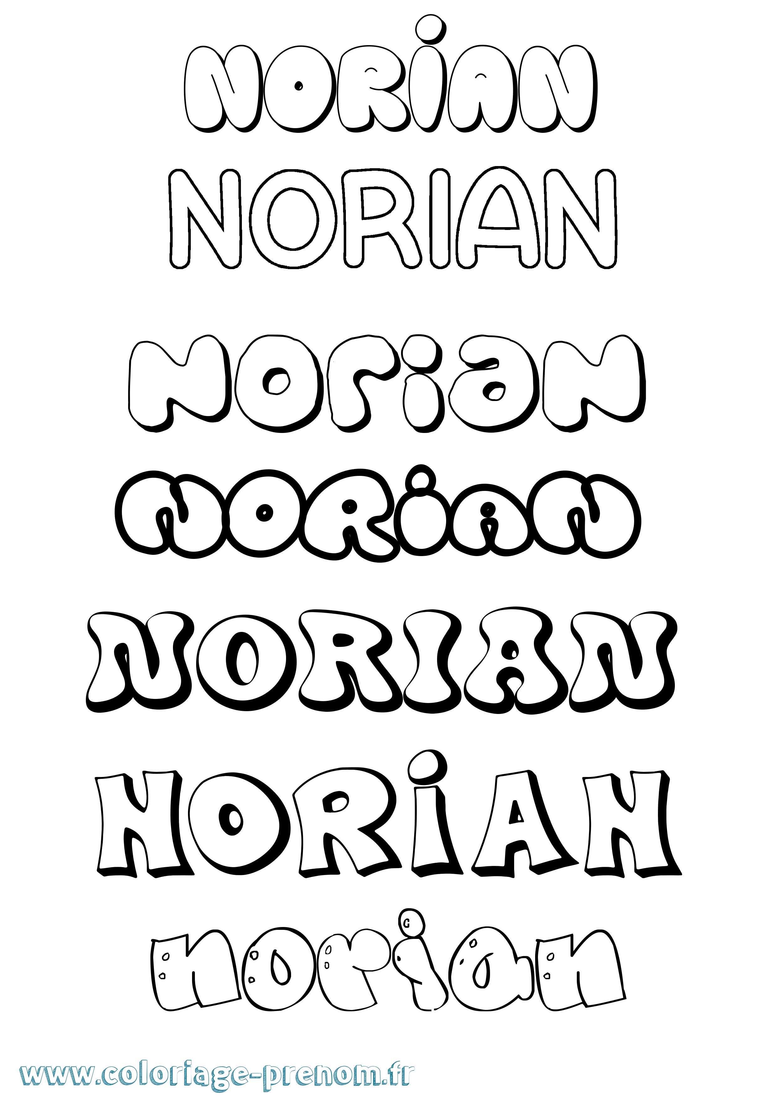 Coloriage Norian Bubble Coloriage prénom Norian Bubble