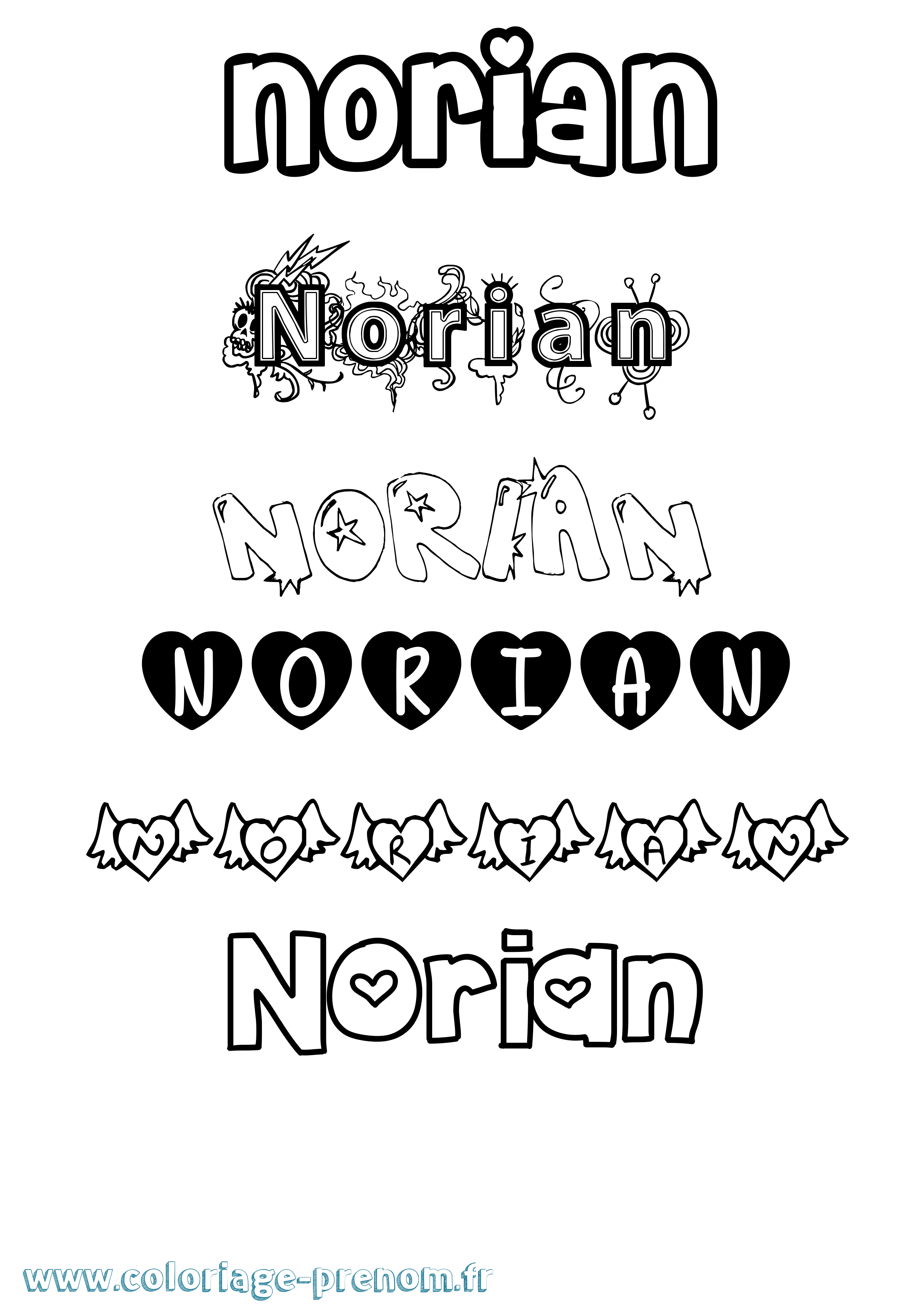 Coloriage Norian Girly Coloriage prénom Norian Girly