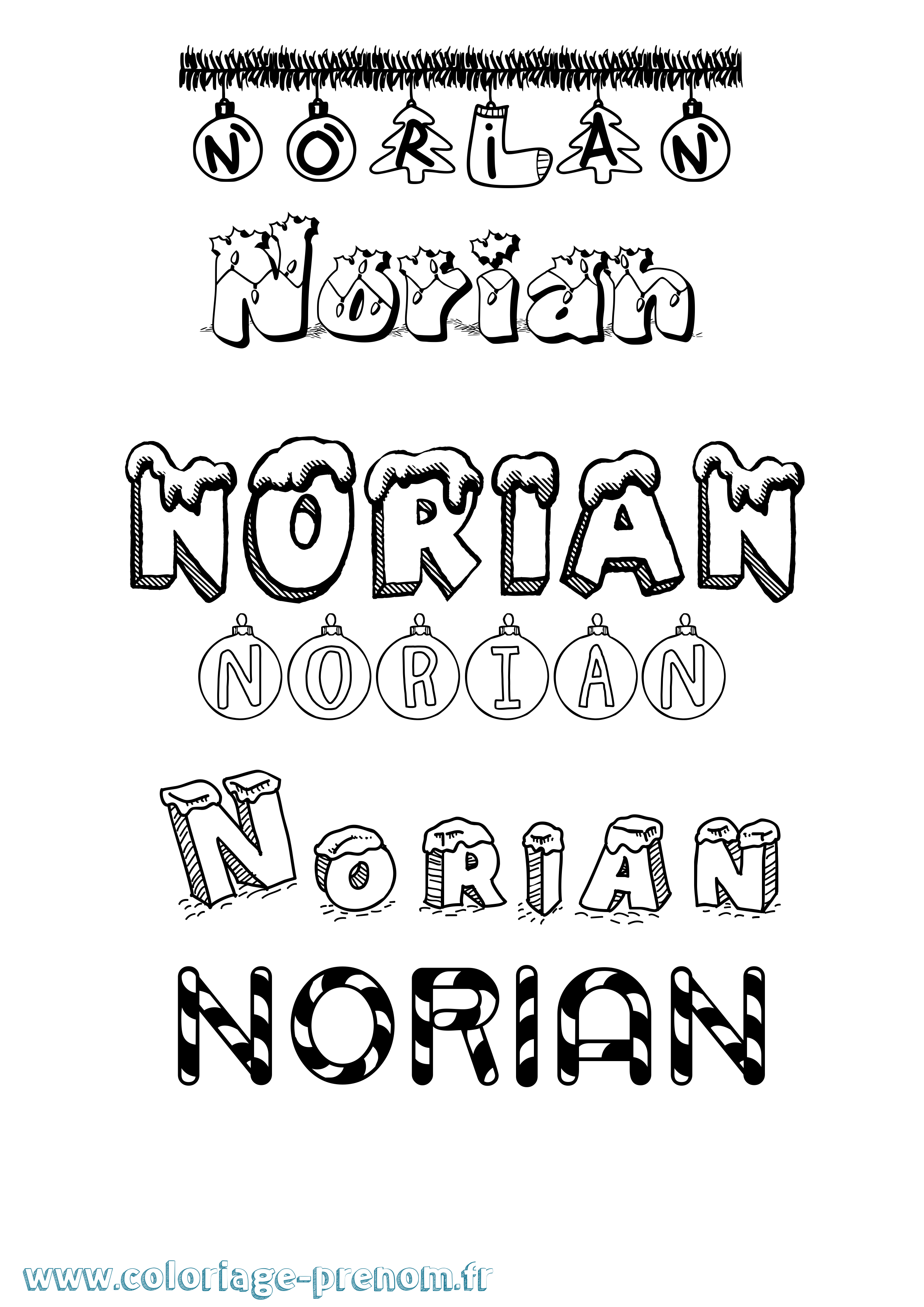 Coloriage Norian Noël Coloriage prénom Norian Noël