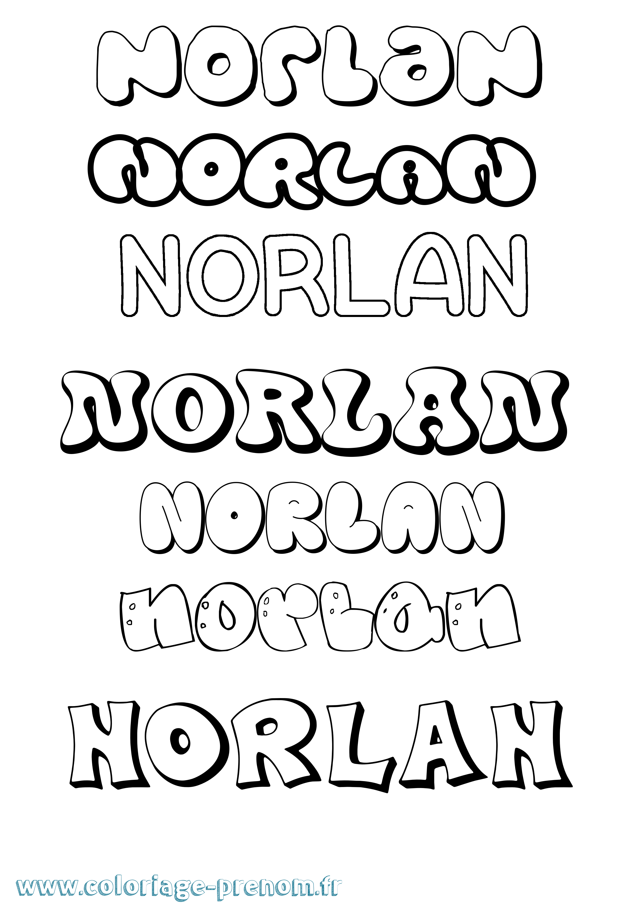 Coloriage Norlan Bubble Coloriage prénom Norlan Bubble