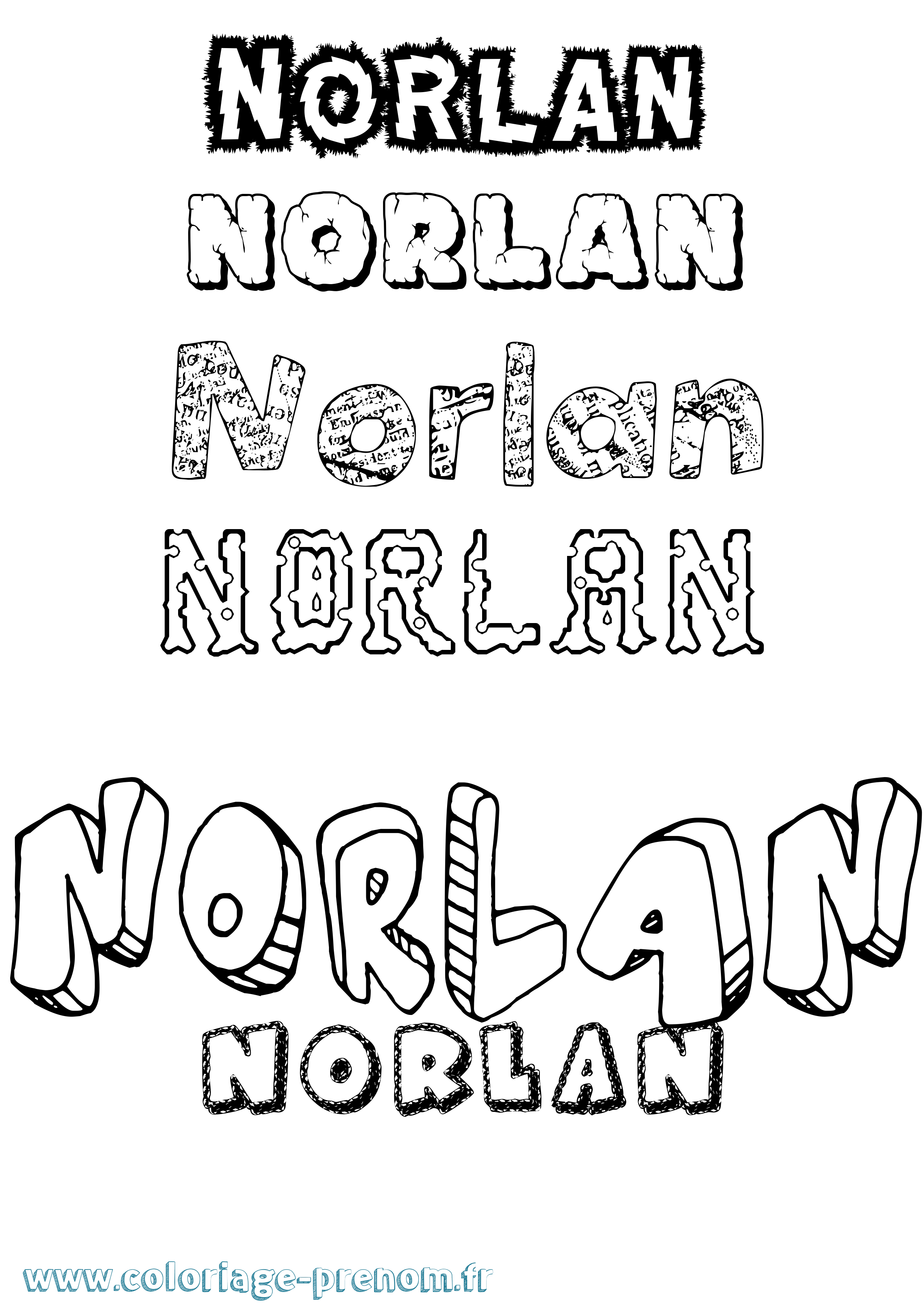 Coloriage Norlan Destructuré Coloriage prénom Norlan Destructuré