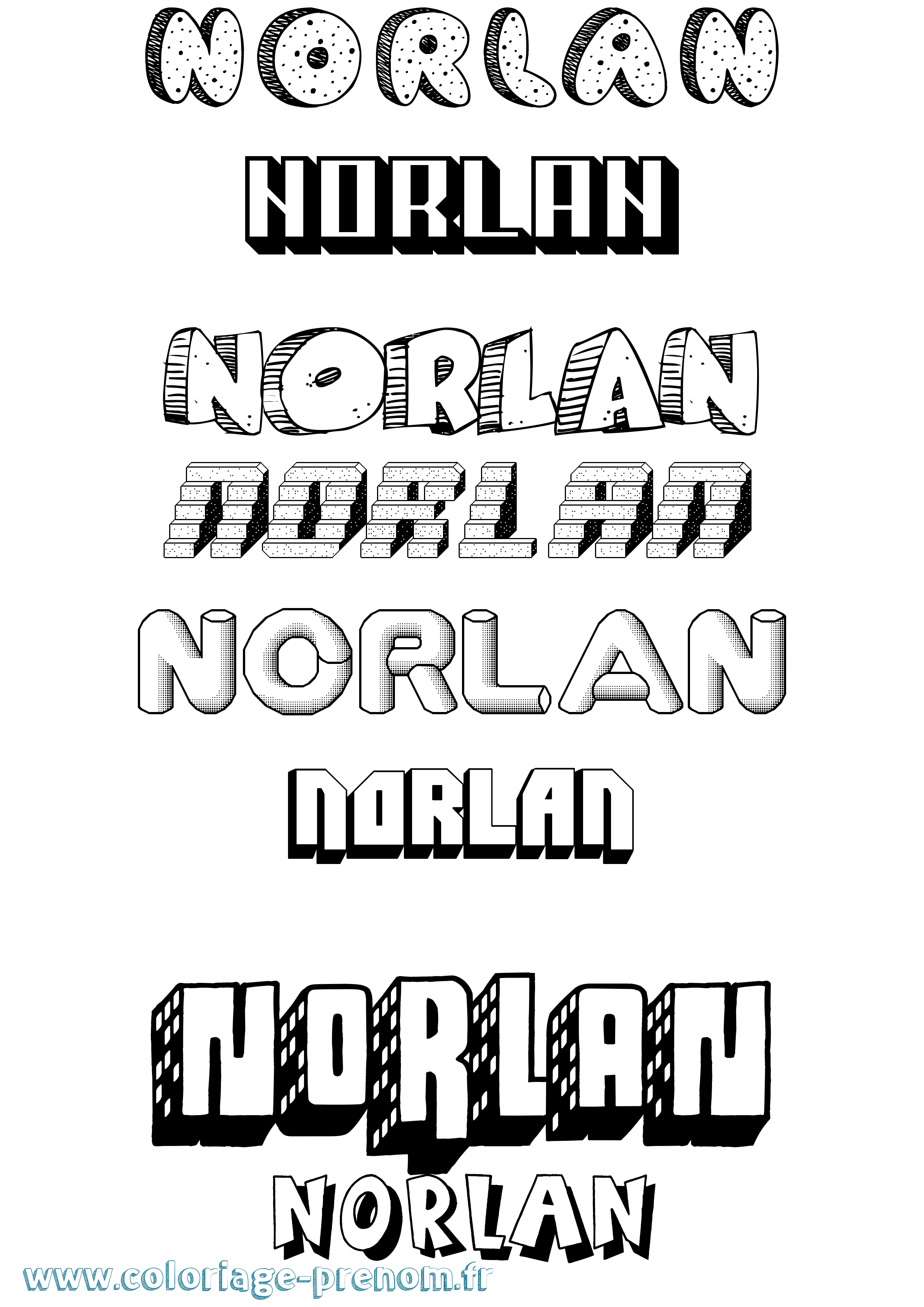 Coloriage Norlan Effet 3D Coloriage prénom Norlan Effet 3D