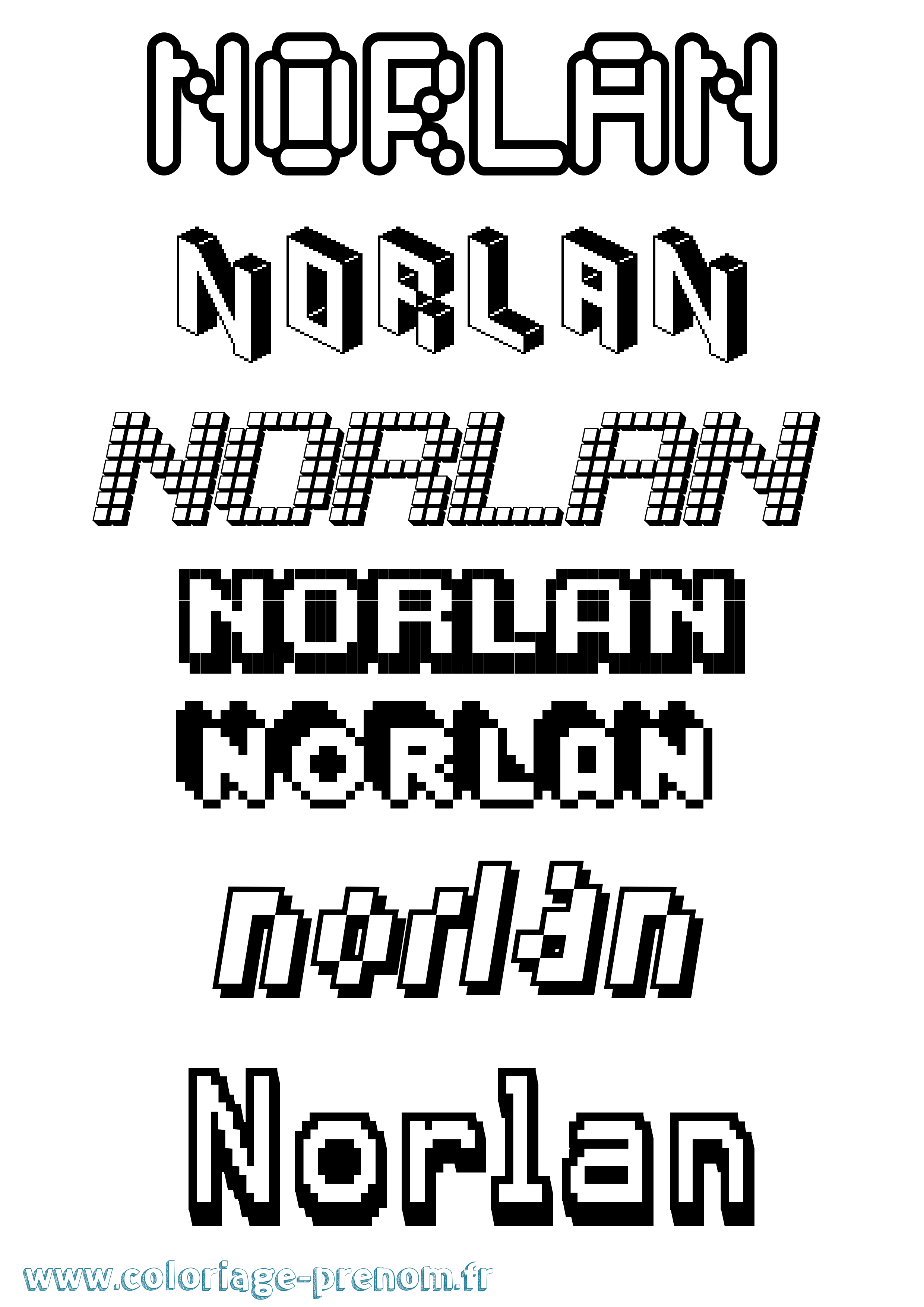 Coloriage Norlan Pixel Coloriage prénom Norlan Pixel