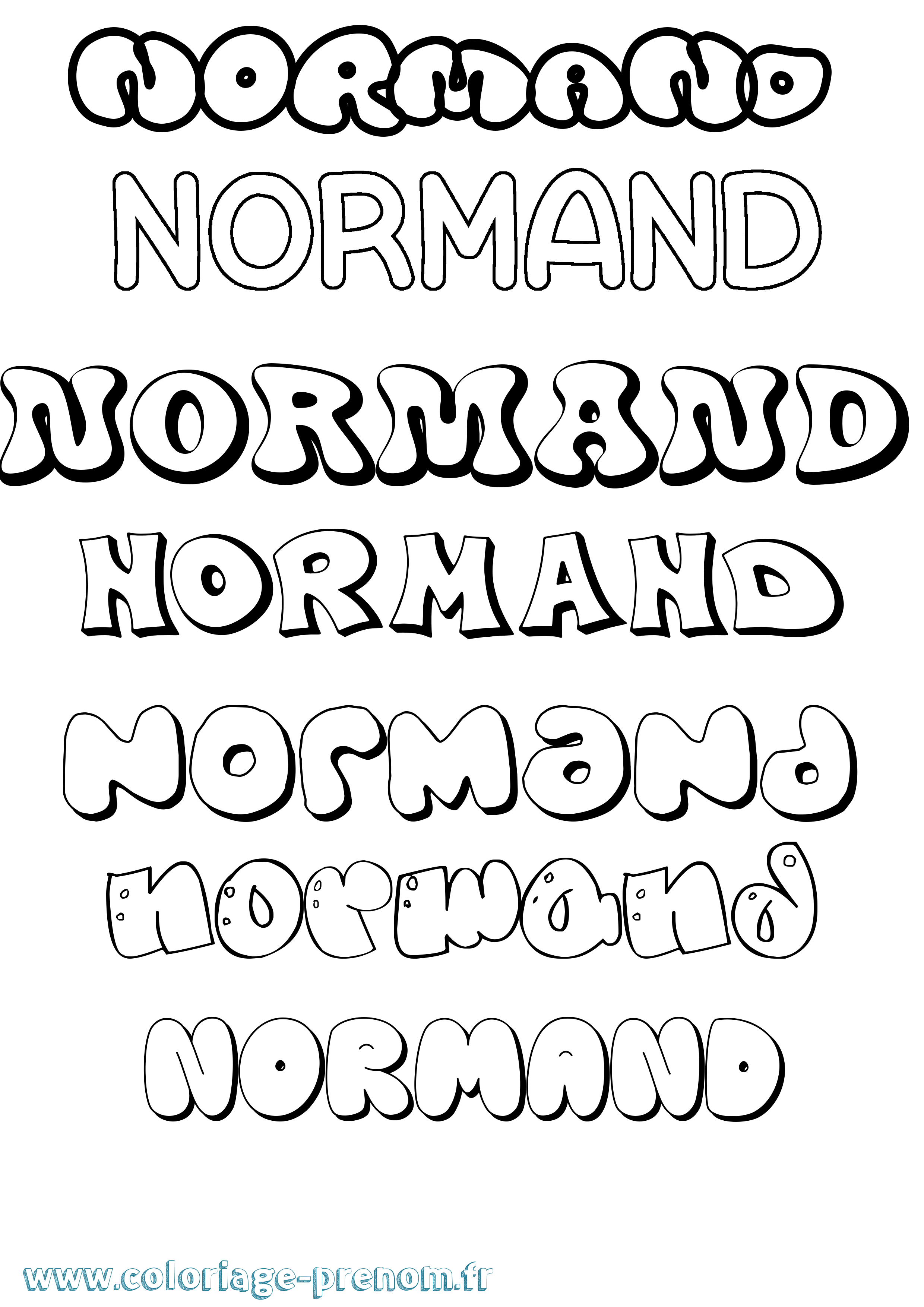 Coloriage Normand Bubble Coloriage prénom Normand Bubble