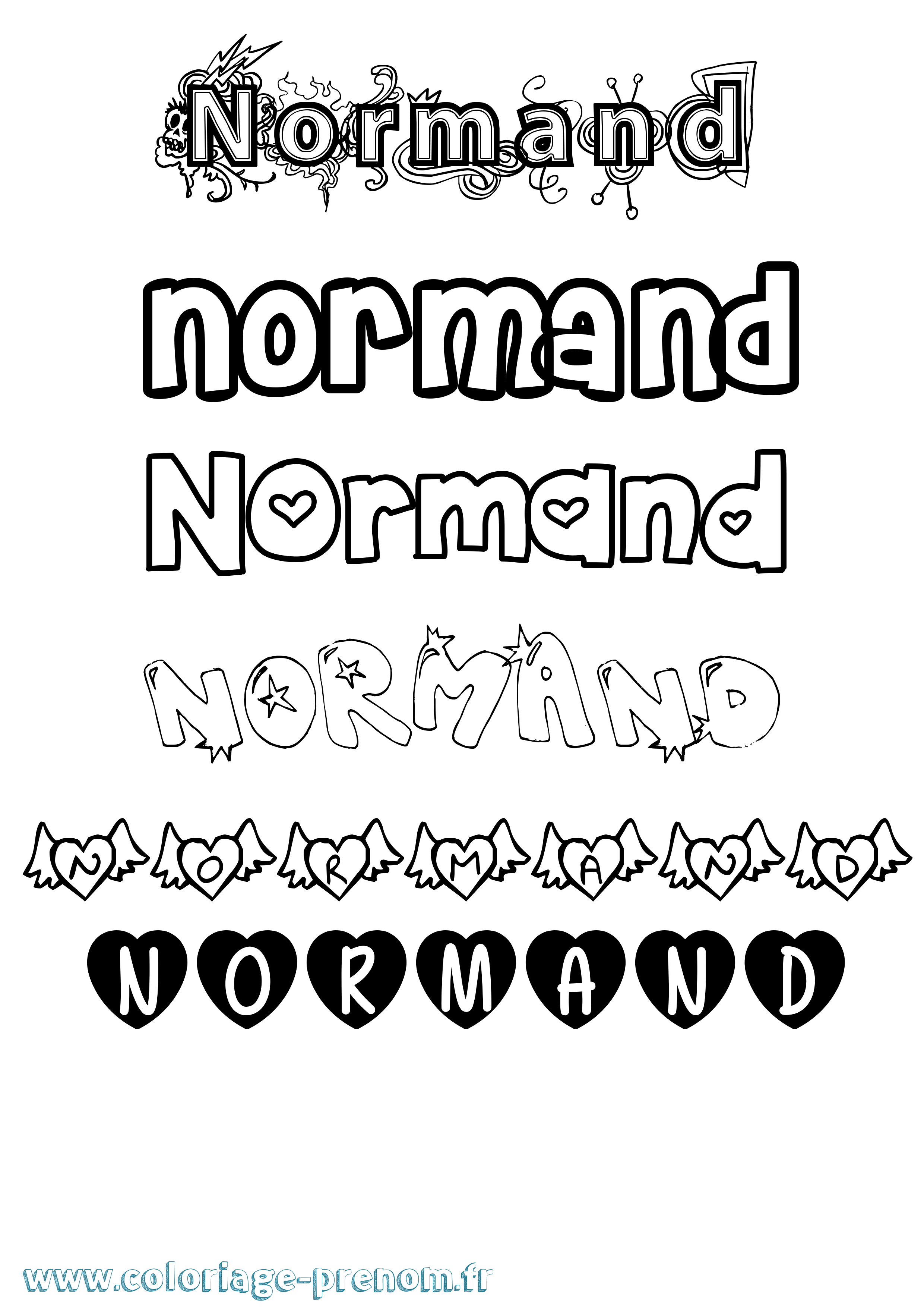 Coloriage Normand Girly Coloriage prénom Normand Girly