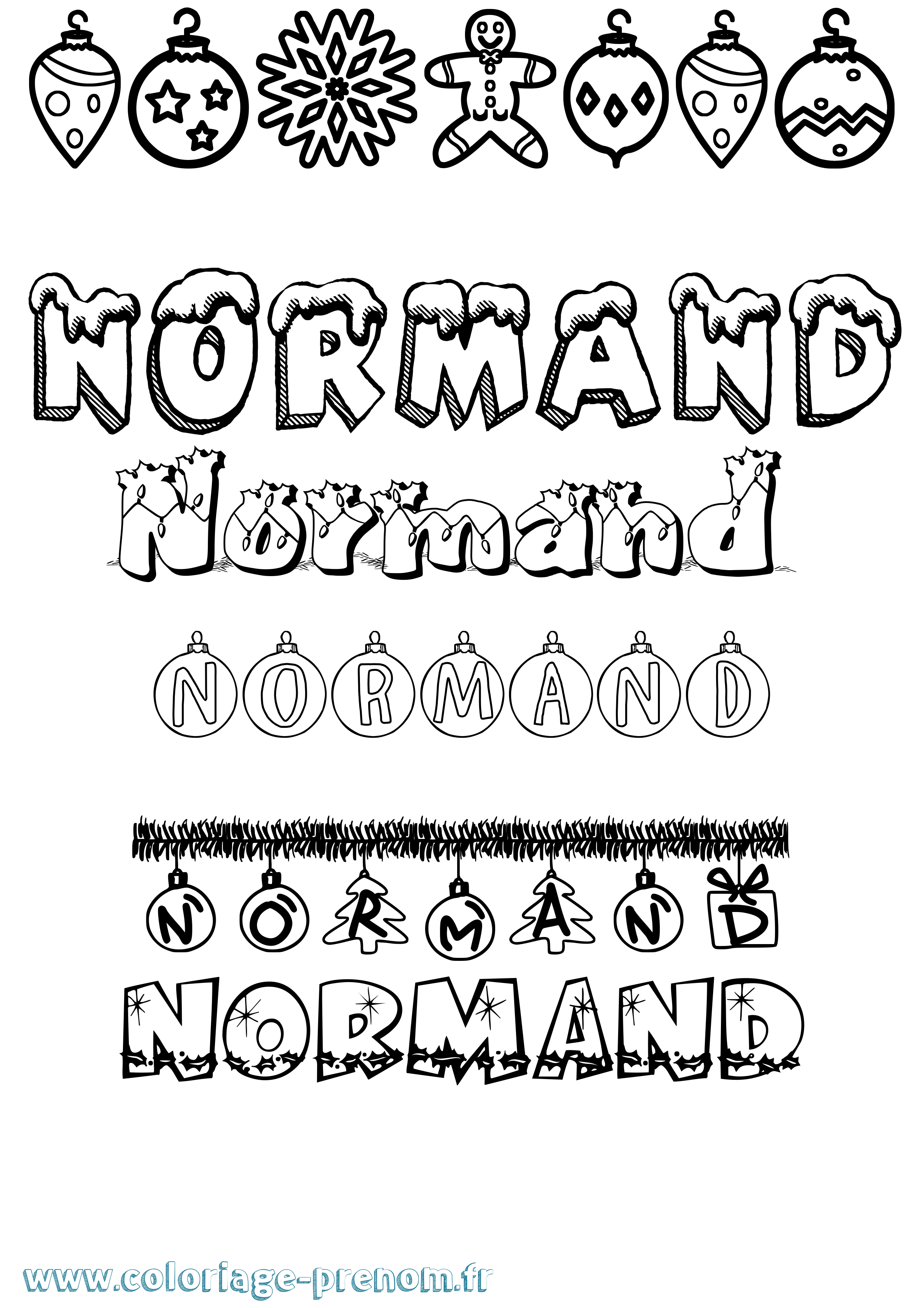Coloriage Normand Noël Coloriage prénom Normand Noël