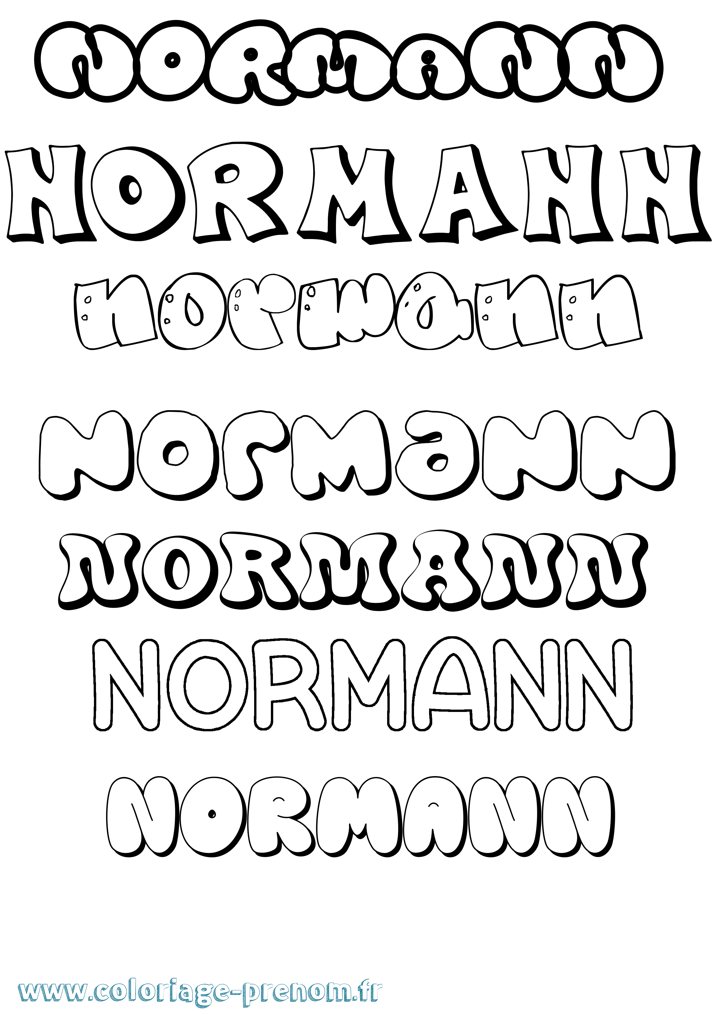 Coloriage Normann Bubble Coloriage prénom Normann Bubble