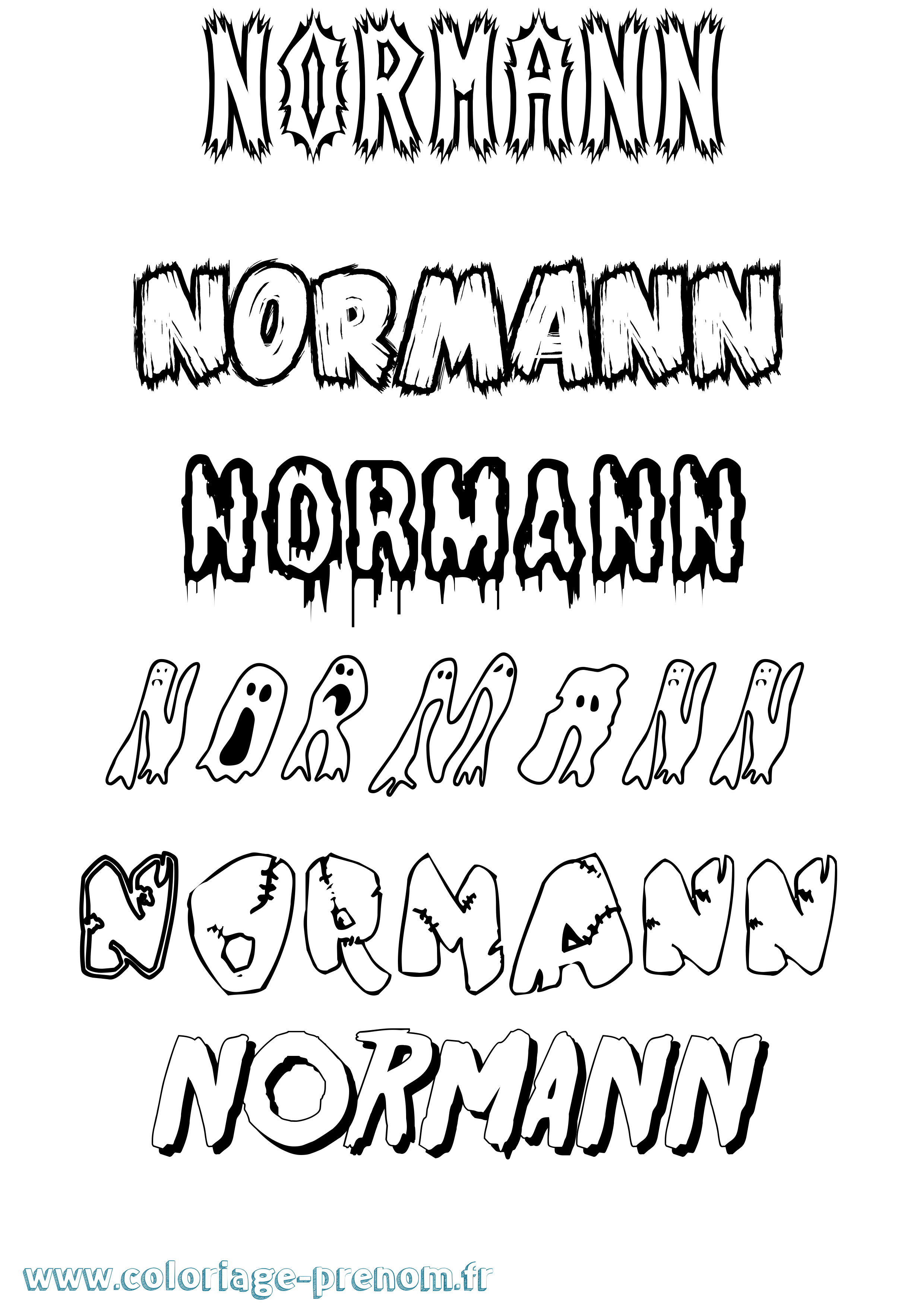 Coloriage Normann Frisson Coloriage prénom Normann Frisson