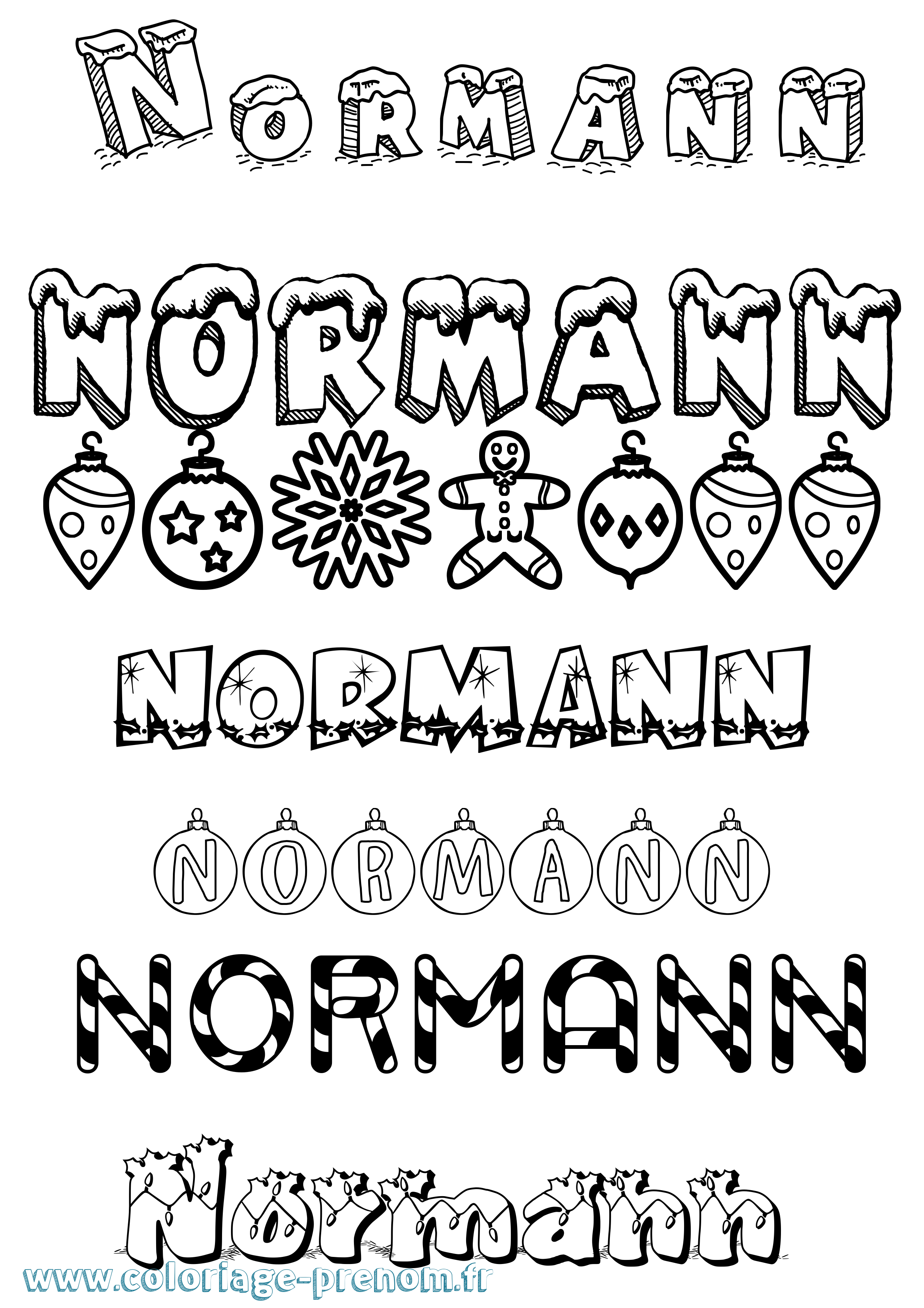 Coloriage Normann Noël Coloriage prénom Normann Noël