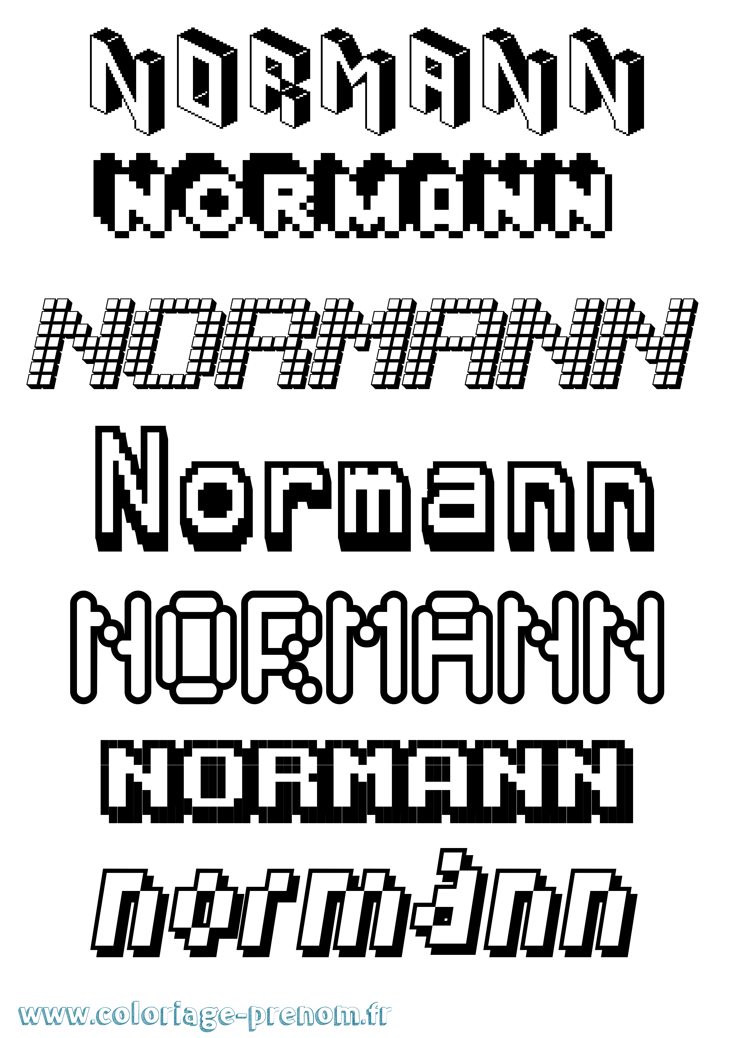 Coloriage Normann Pixel Coloriage prénom Normann Pixel