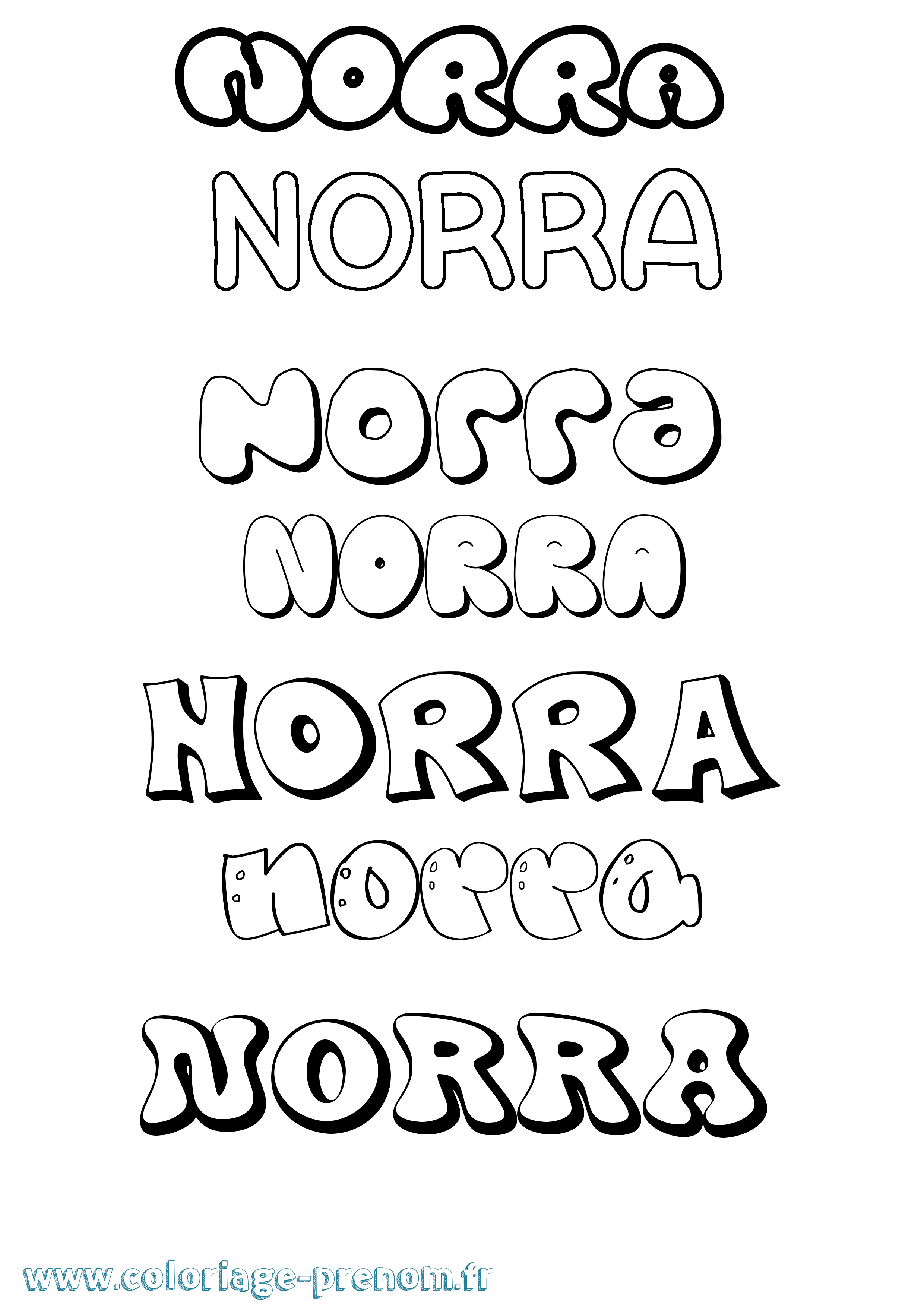 Coloriage Norra Bubble Coloriage prénom Norra Bubble