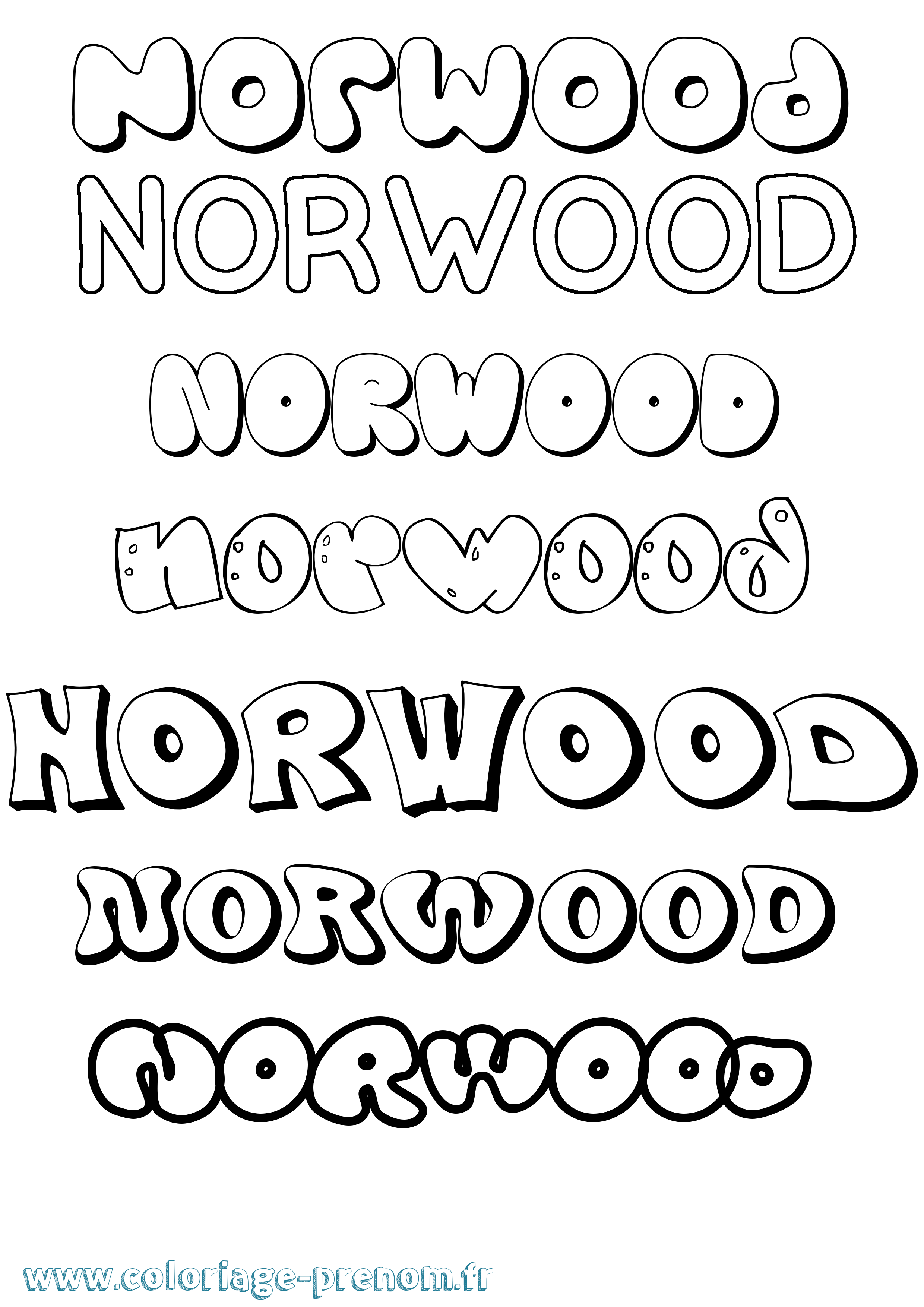 Coloriage Norwood Bubble Coloriage prénom Norwood Bubble