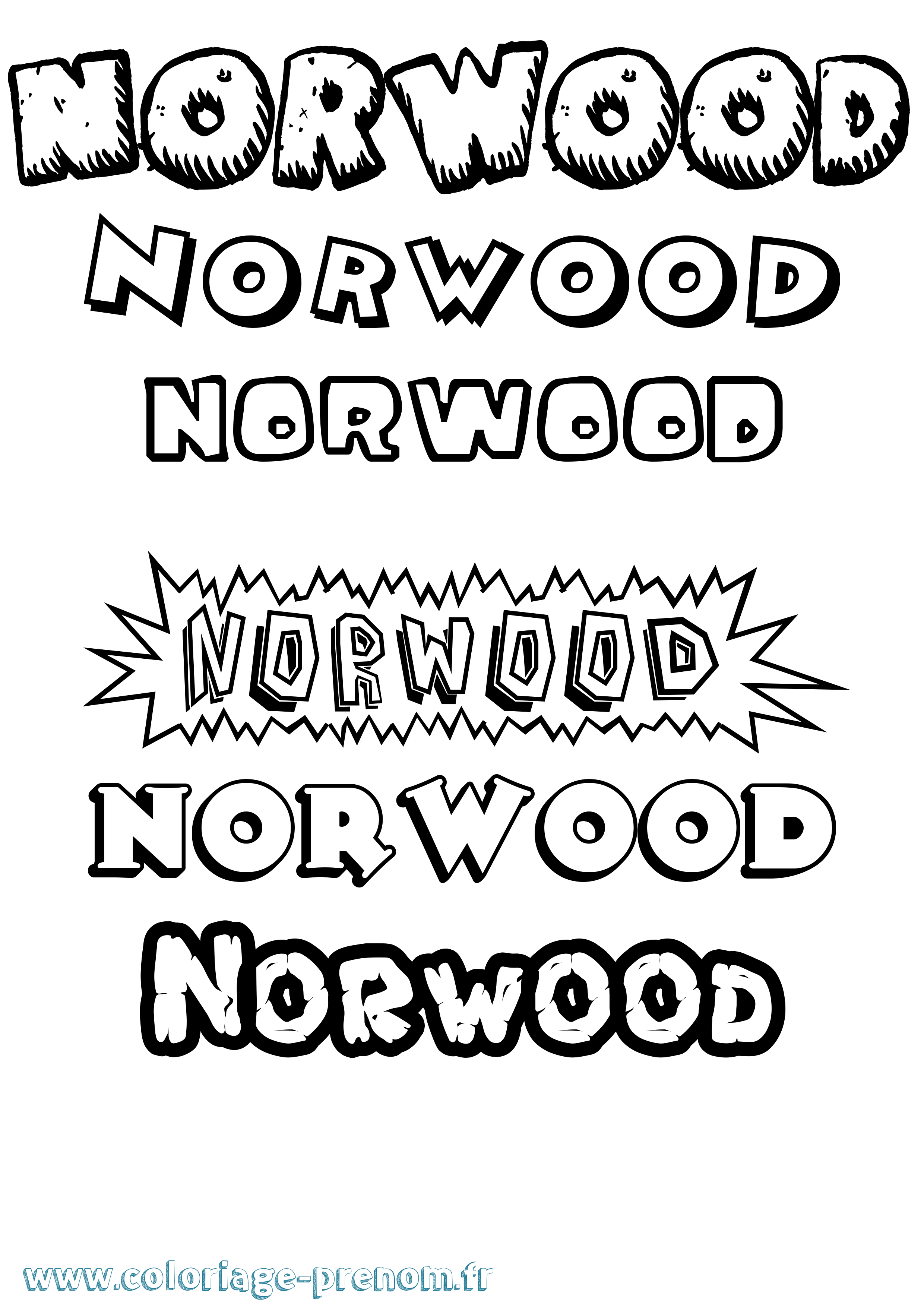 Coloriage Norwood Dessin Animé Coloriage prénom Norwood Dessin Animé