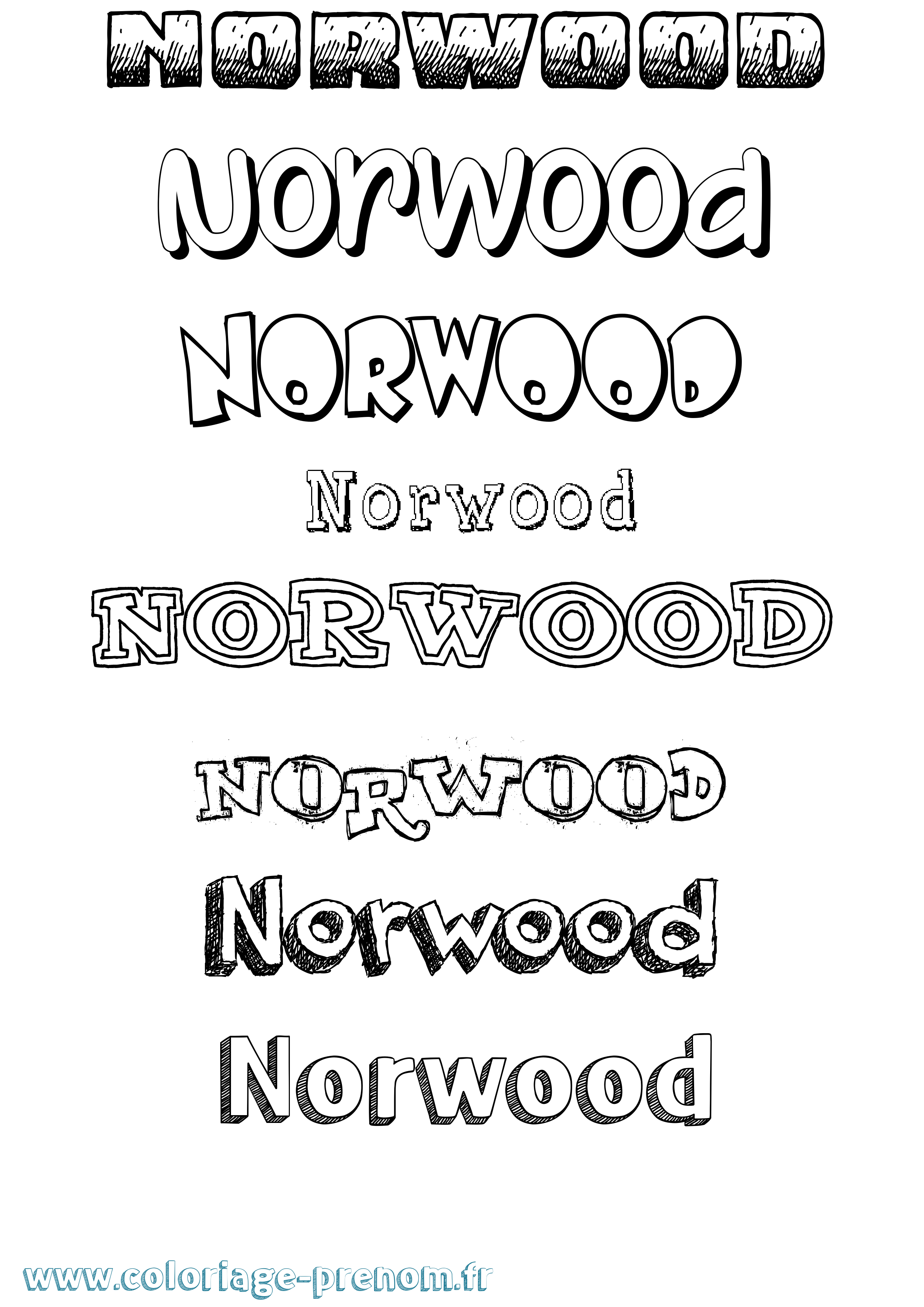 Coloriage Norwood Dessiné Coloriage prénom Norwood Dessiné