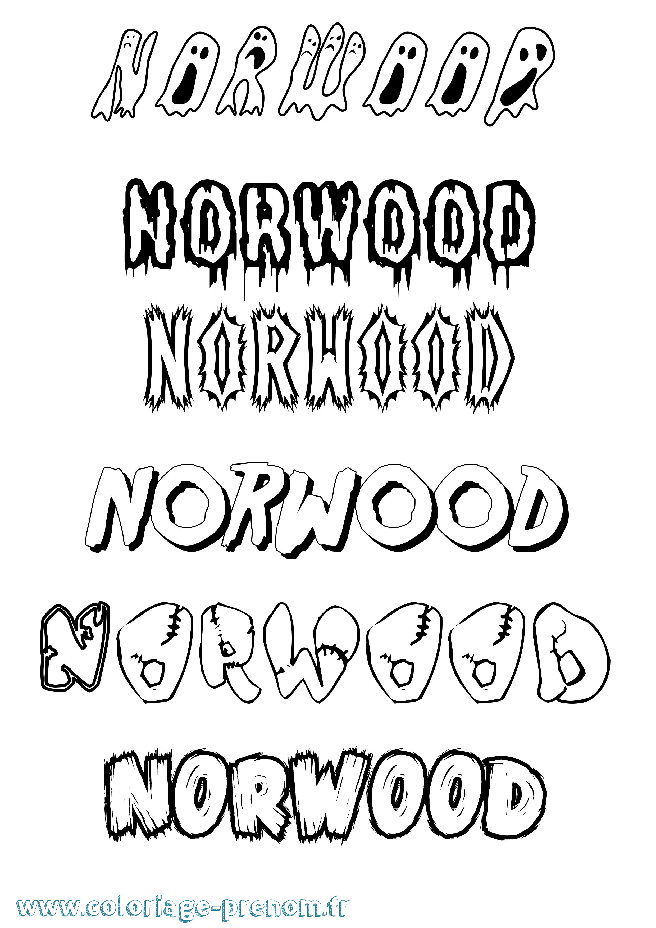 Coloriage Norwood Frisson Coloriage prénom Norwood Frisson