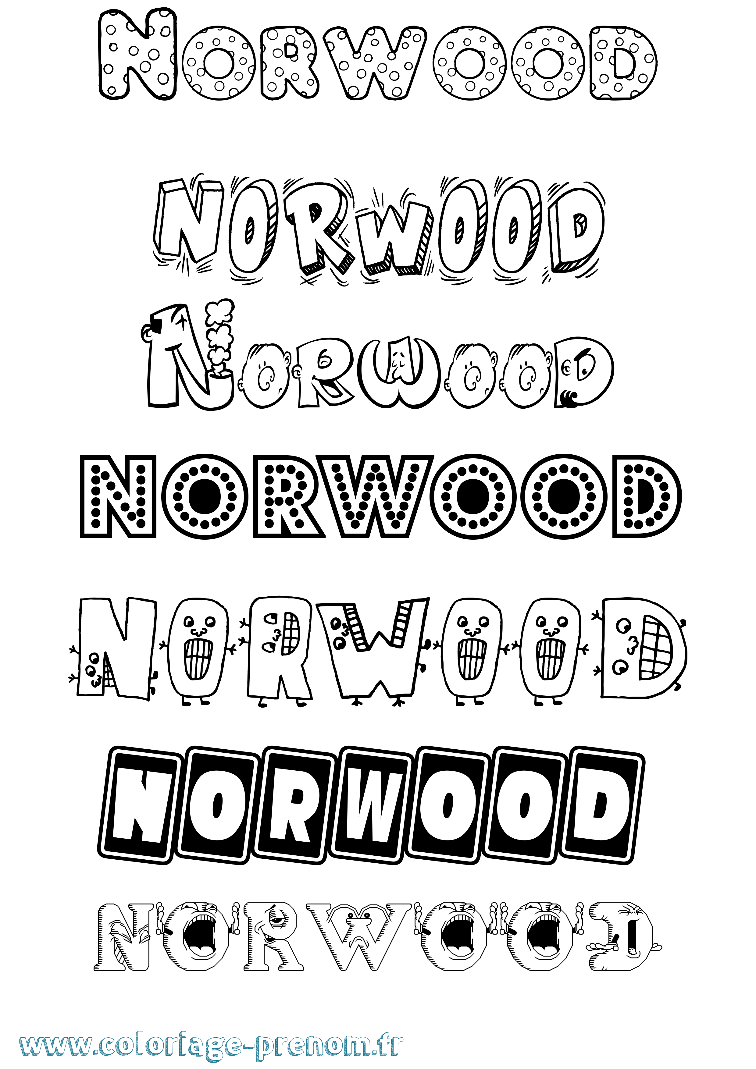 Coloriage Norwood Fun Coloriage prénom Norwood Fun