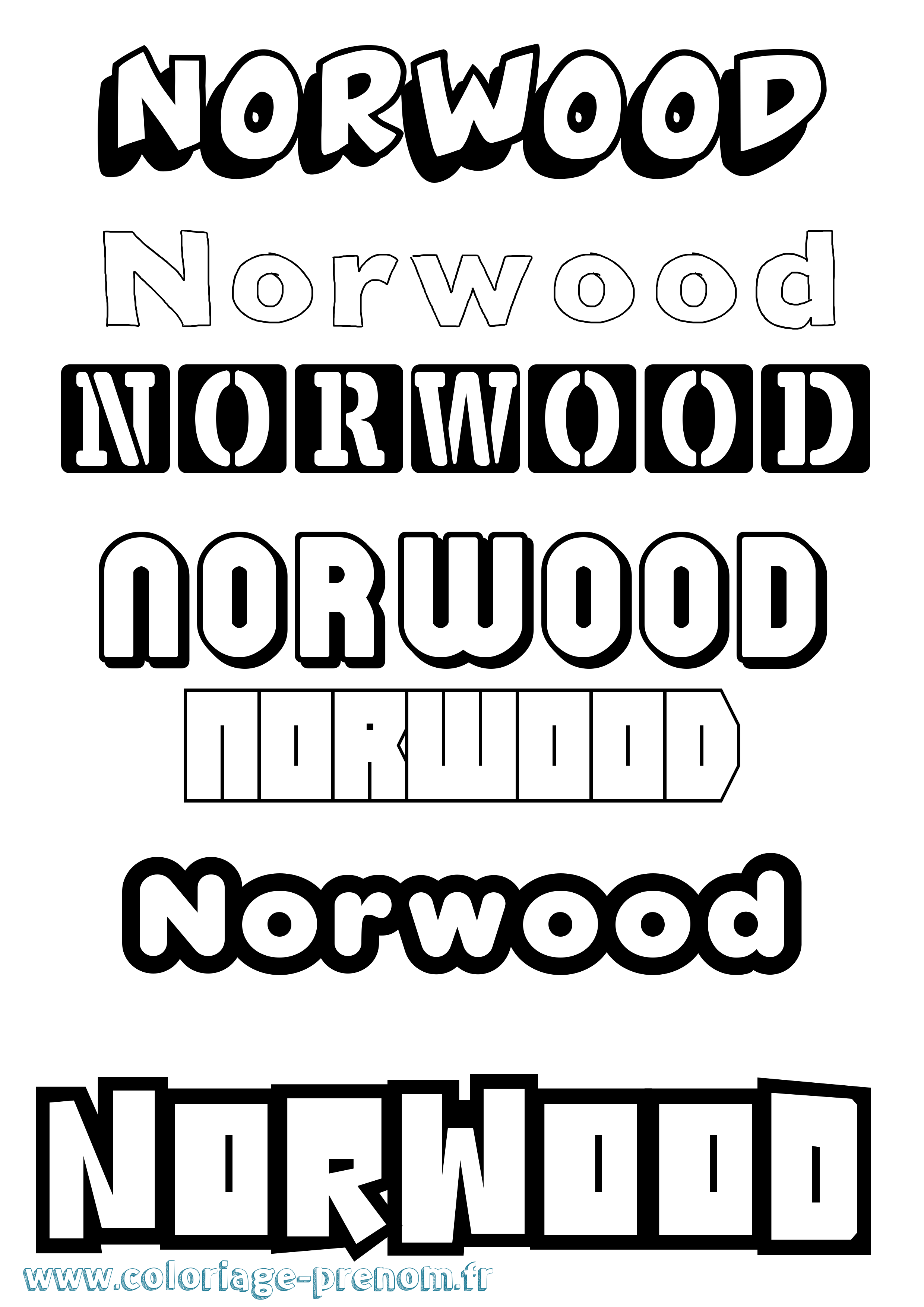 Coloriage Norwood Simple Coloriage prénom Norwood Simple