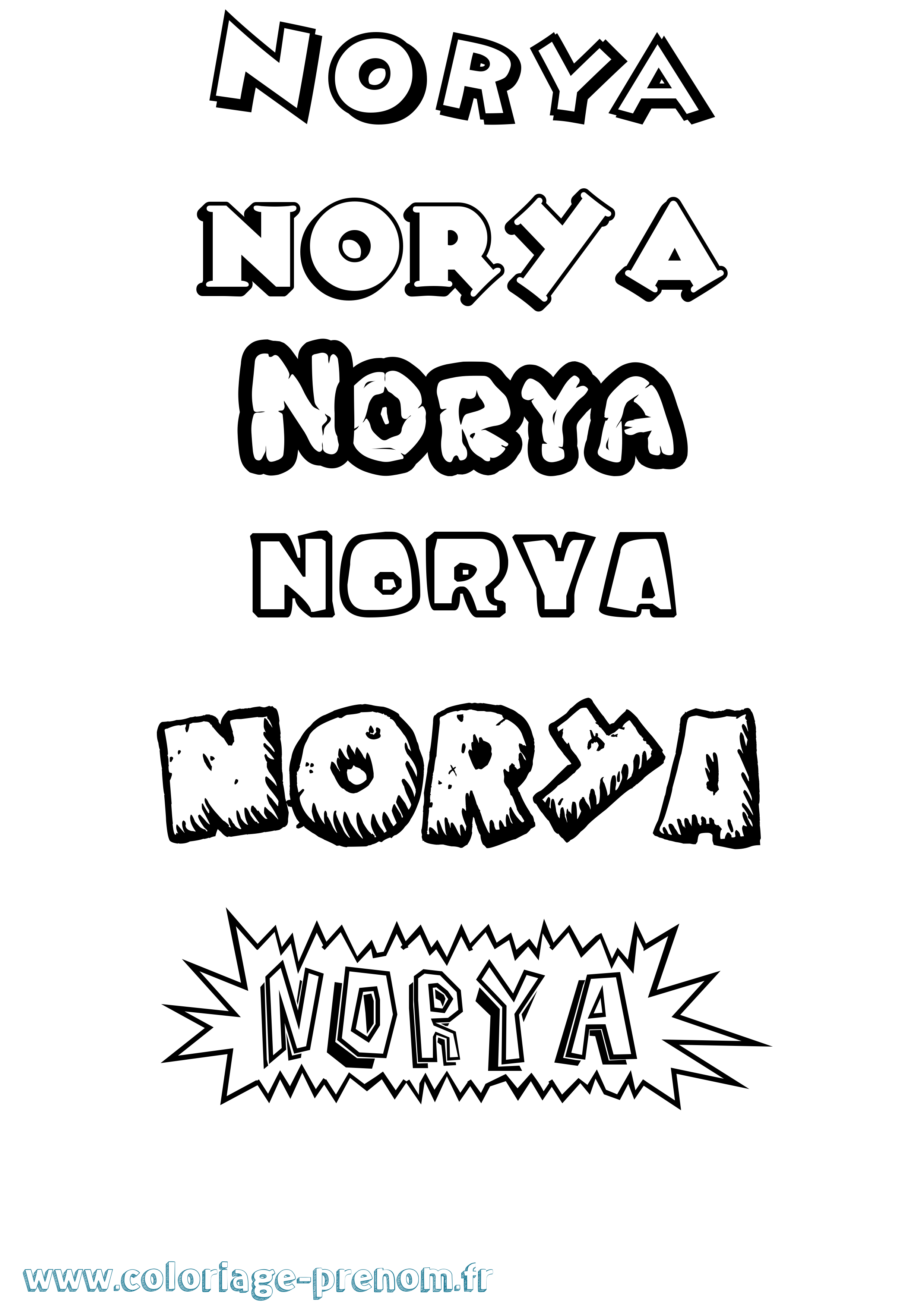 Coloriage Norya Dessin Animé Coloriage prénom Norya Dessin Animé