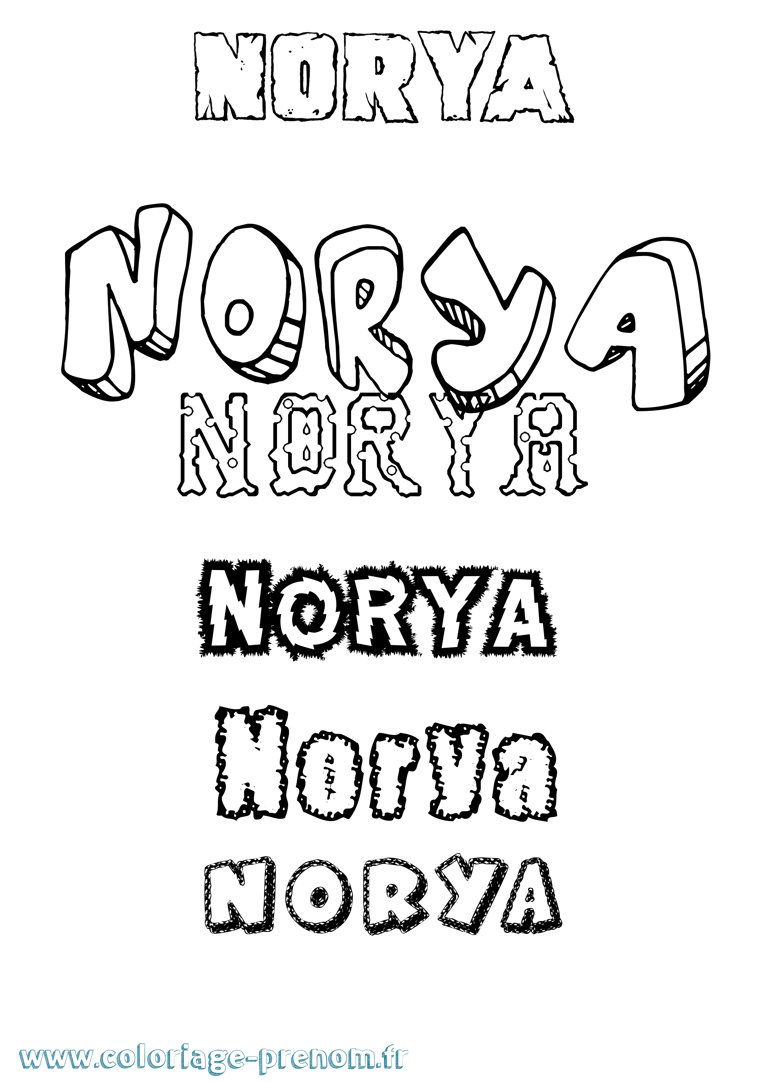 Coloriage Norya Destructuré Coloriage prénom Norya Destructuré
